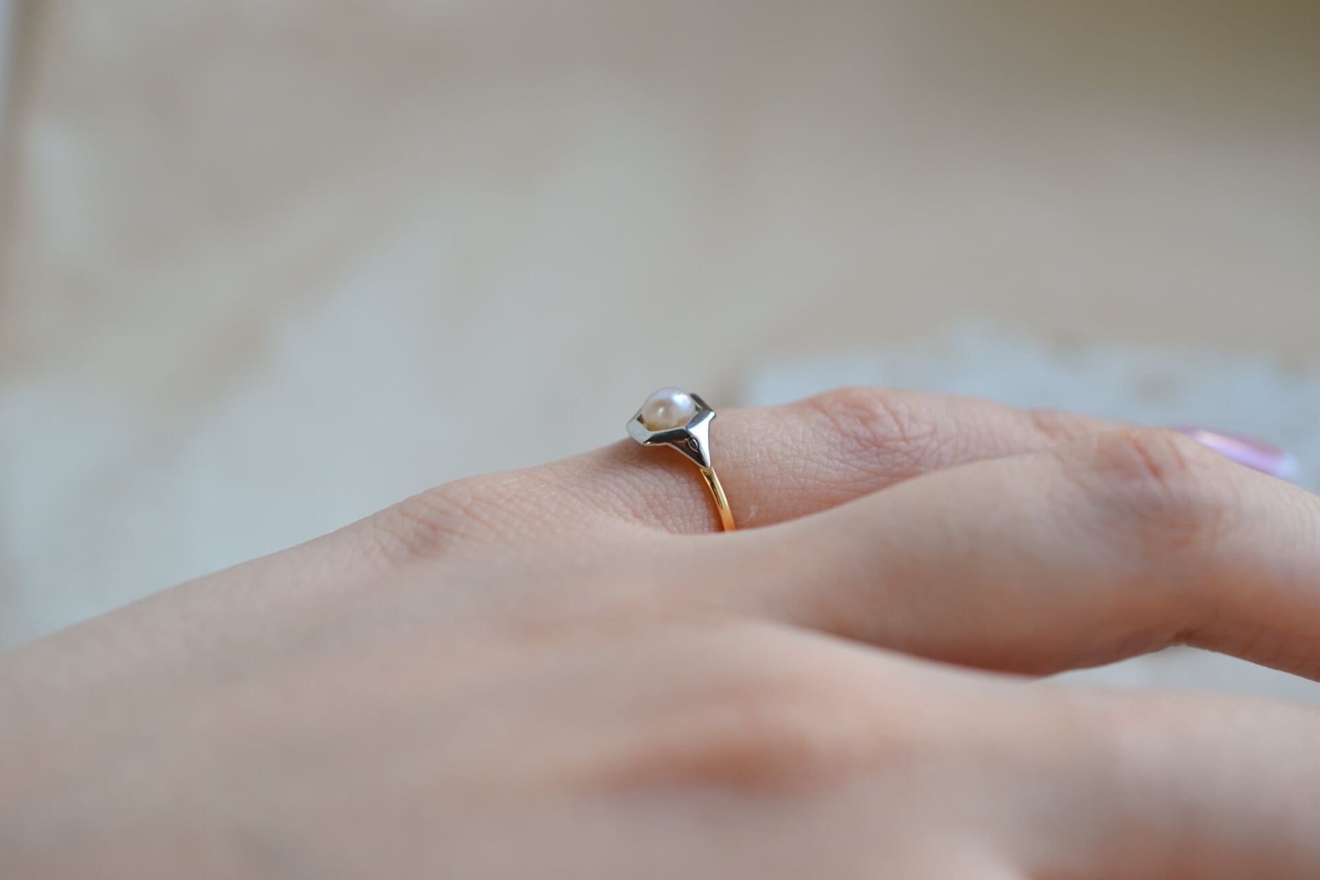 Bague 2 Ors Perle de culture