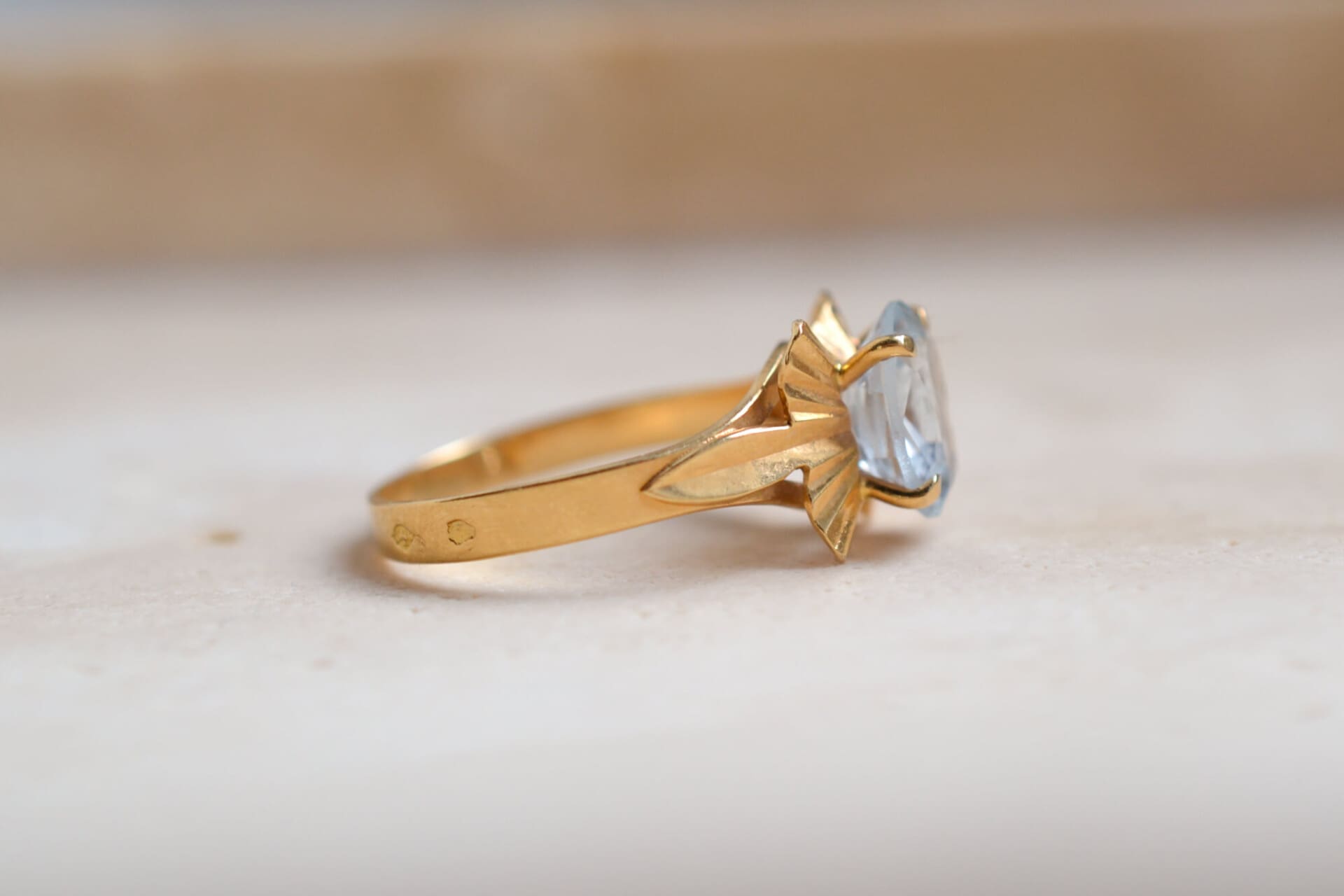 Bague Aigue-Marine décor ciselé