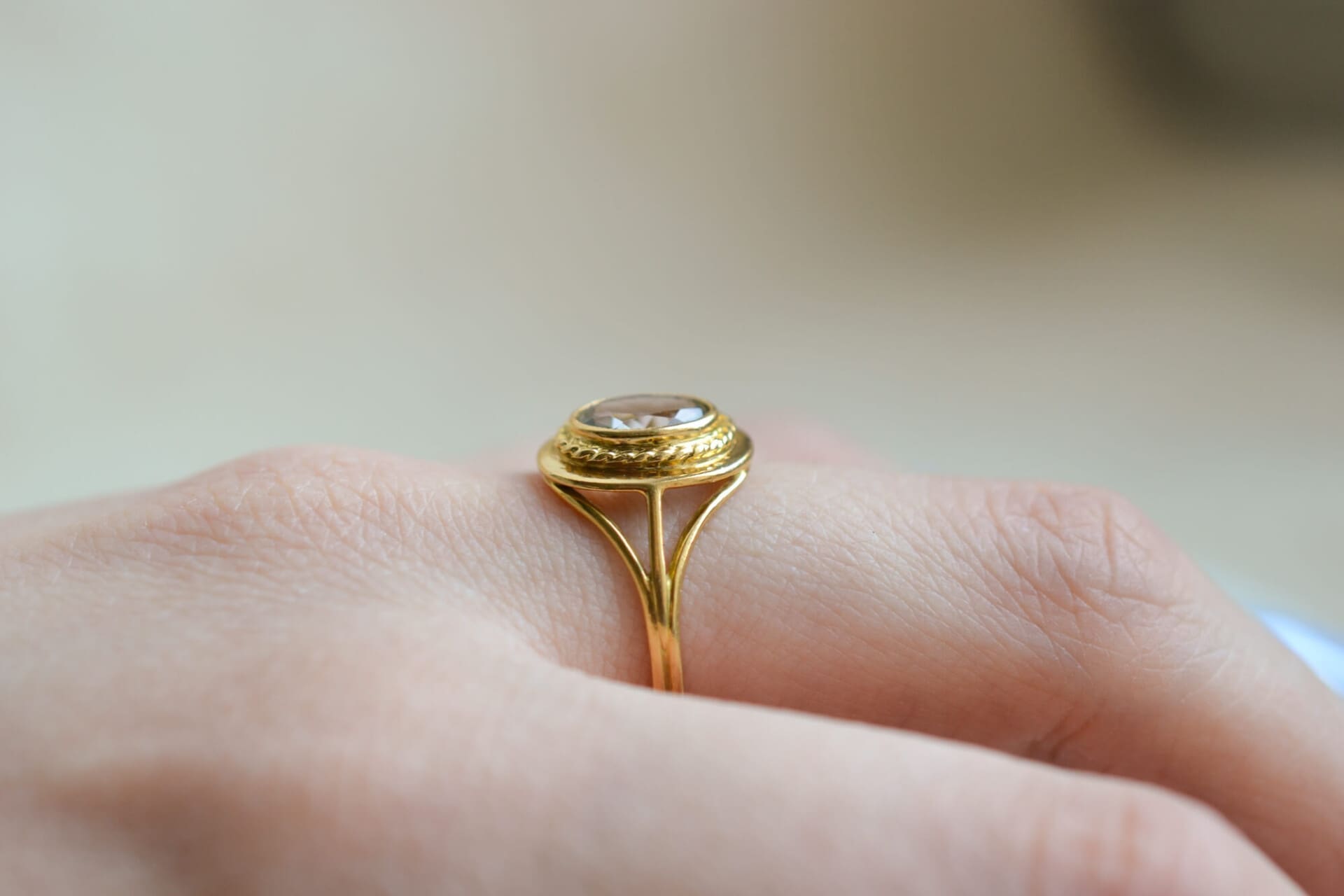 Bague Aigue-Marine décor torsadé