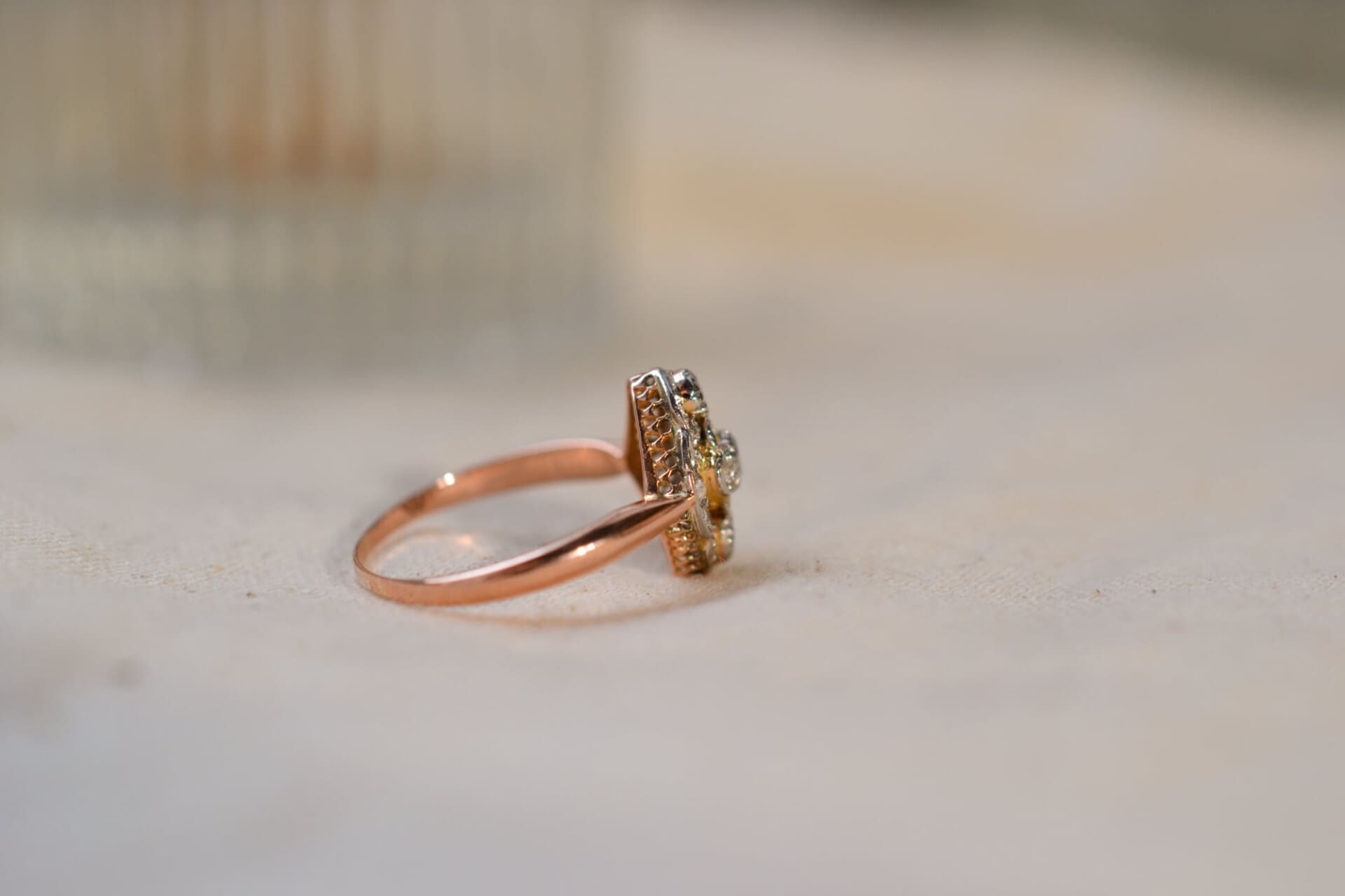 Bague Art Déco forme Navette Diamants