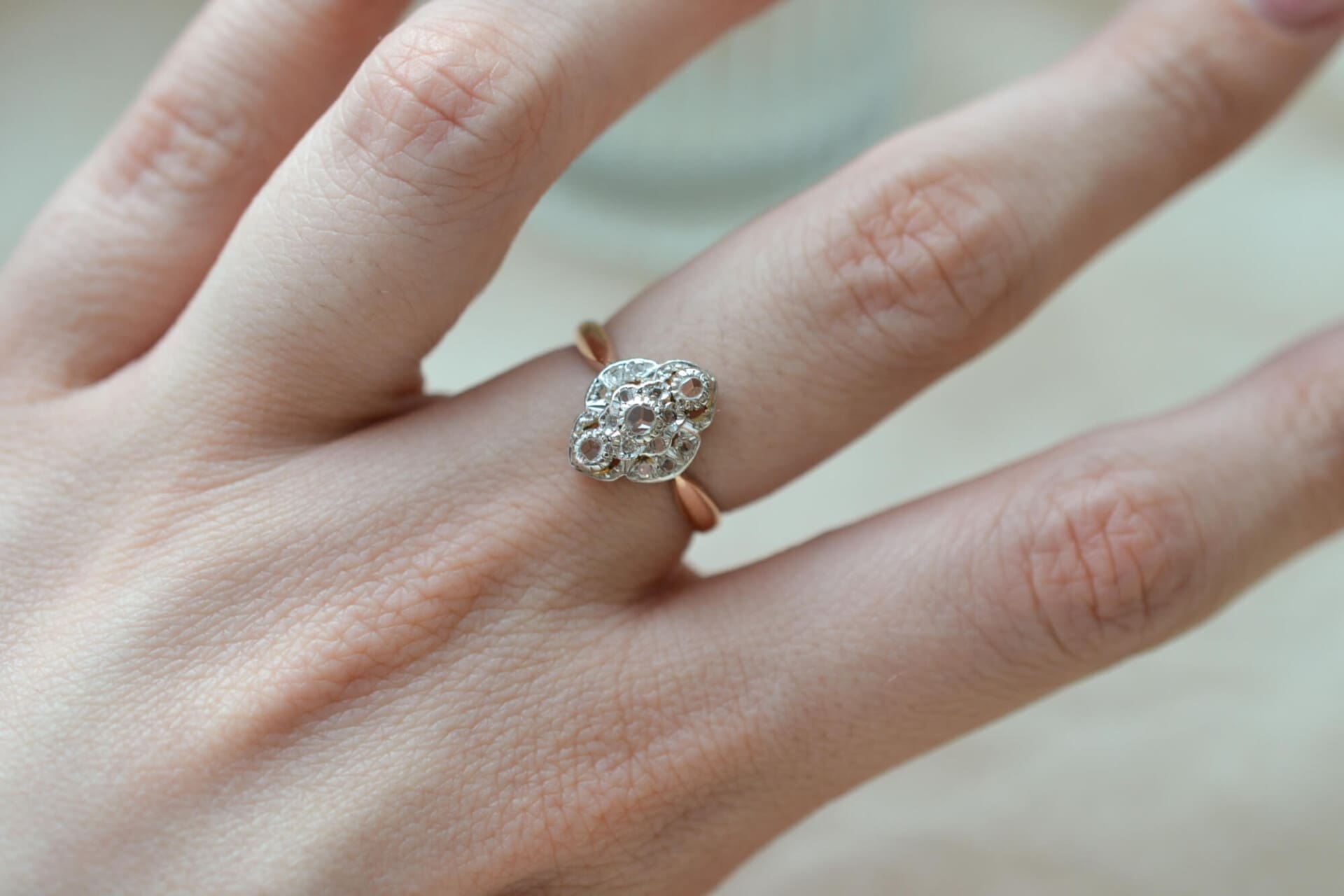 Bague Art Déco forme Navette Diamants