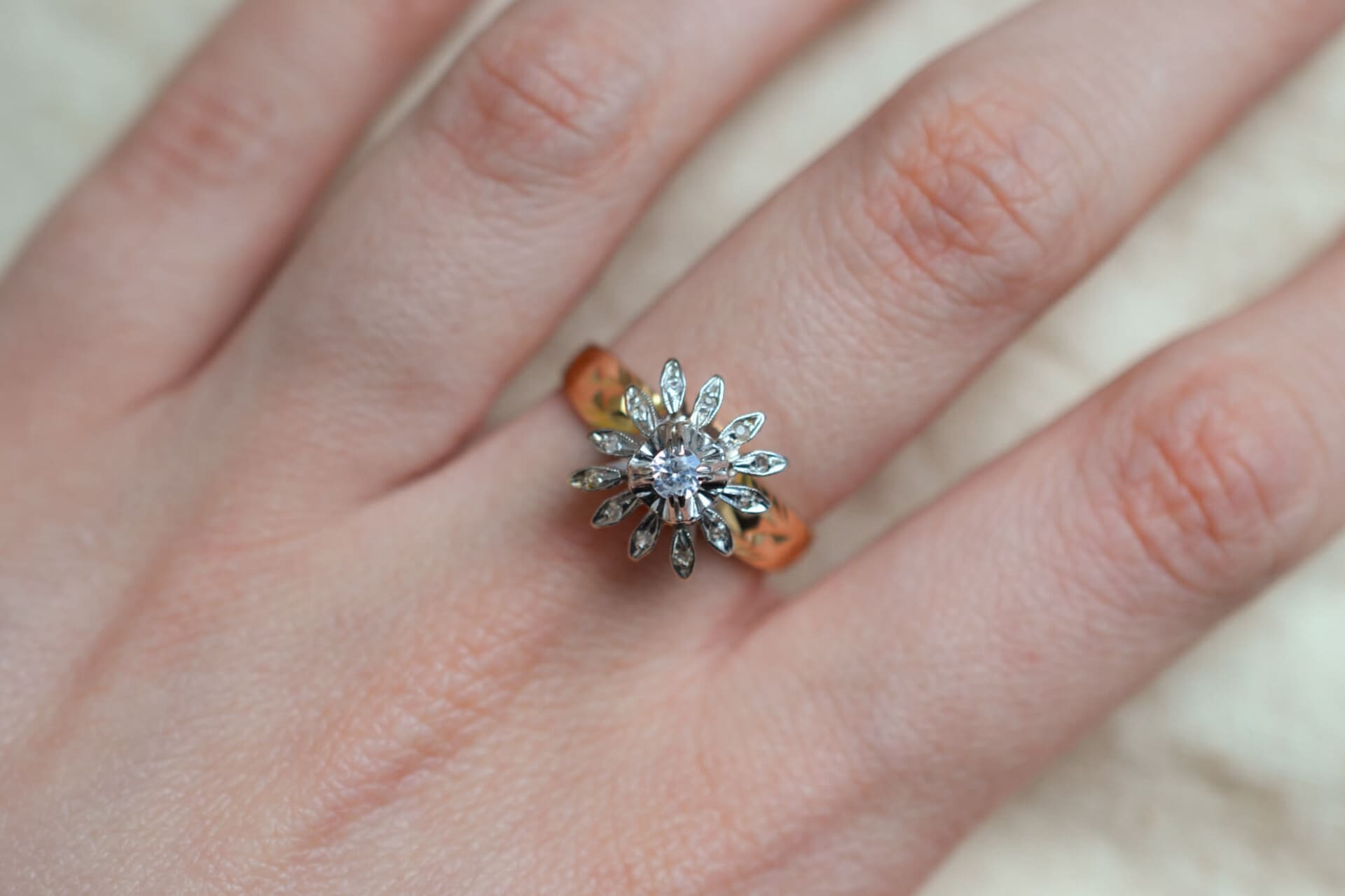 Bague Marguerite 2 Ors Diamants