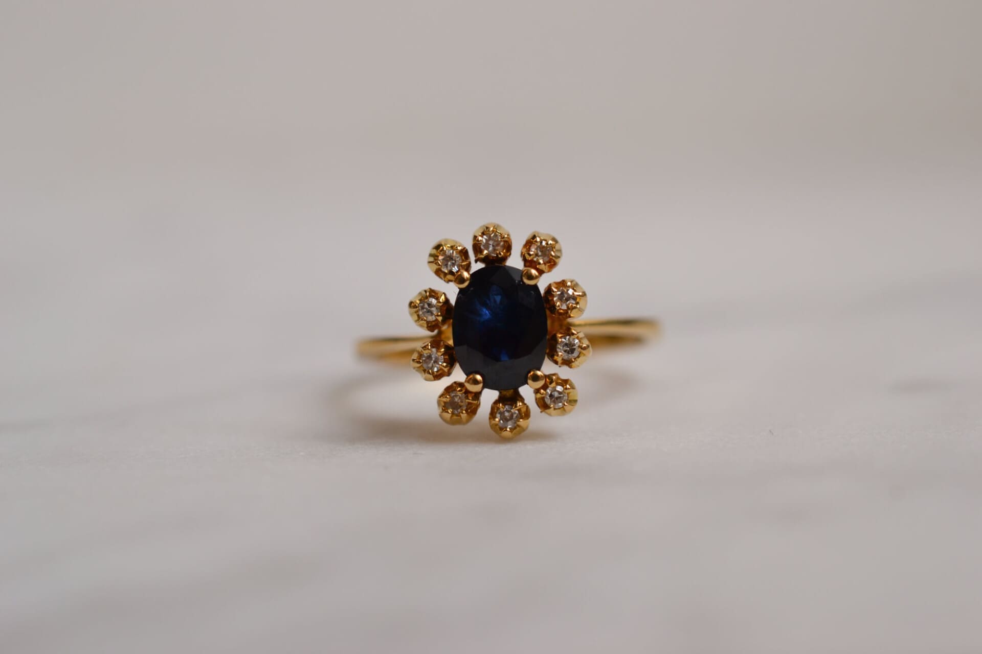 Bague Marguerite Saphir et Diamants
