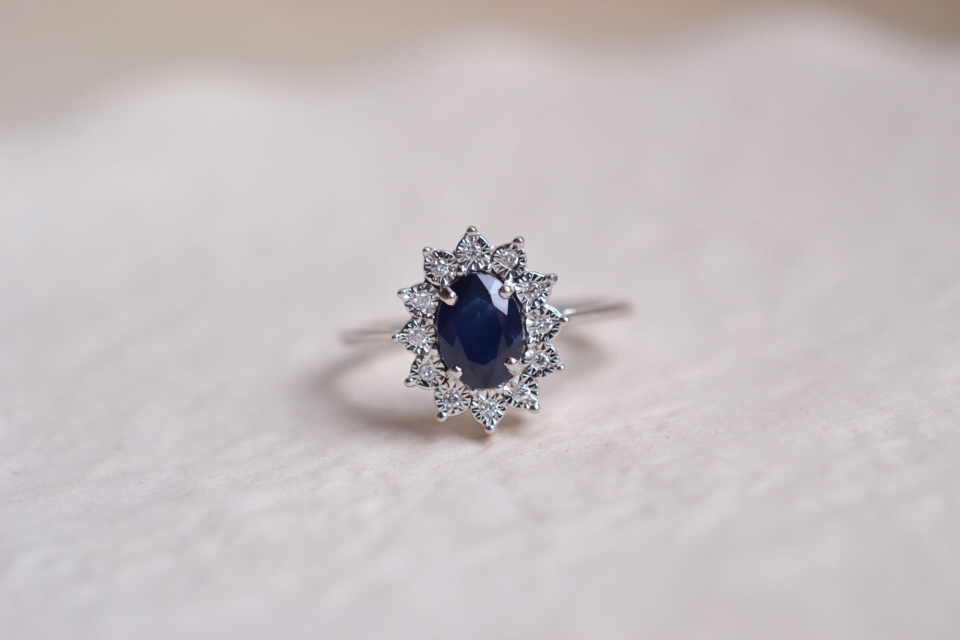 Bague Marguerite Saphir et Diamants
