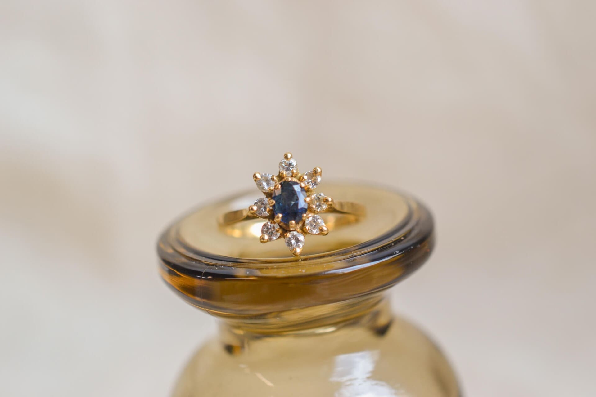 Bague Marguerite Saphir et Diamants