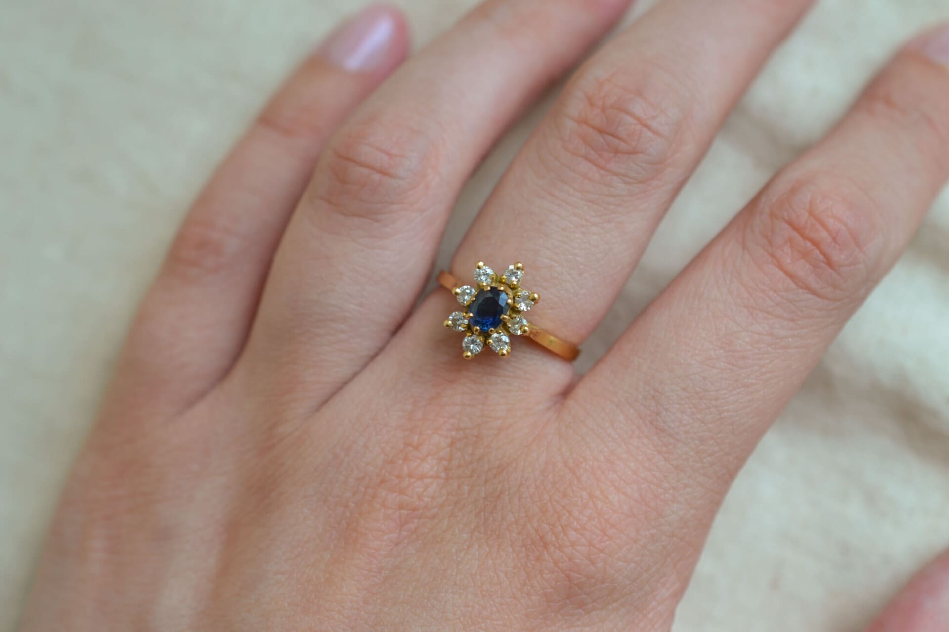 Bague Marguerite Saphir et Diamants