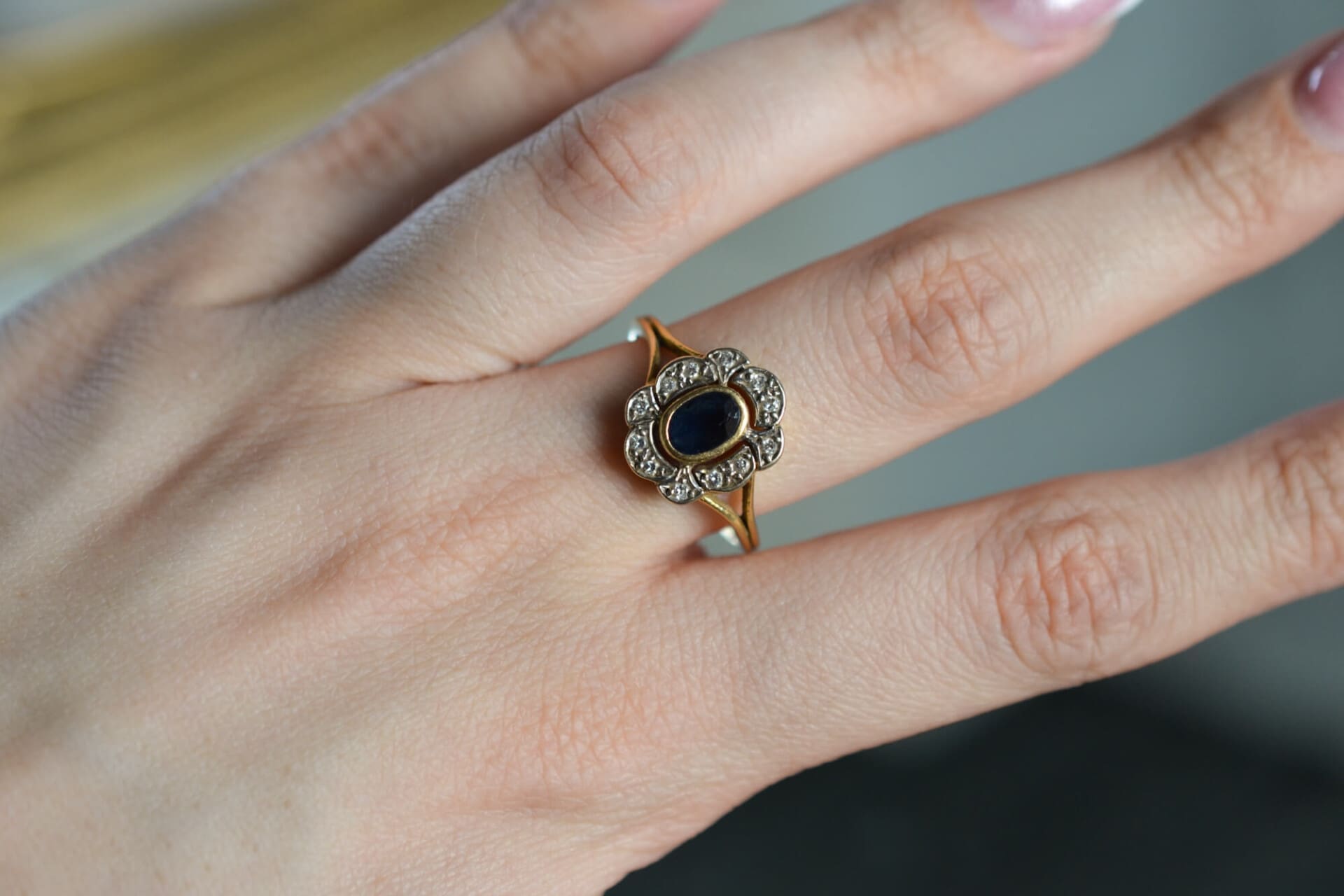 Bague Marguerite Saphir et Diamants