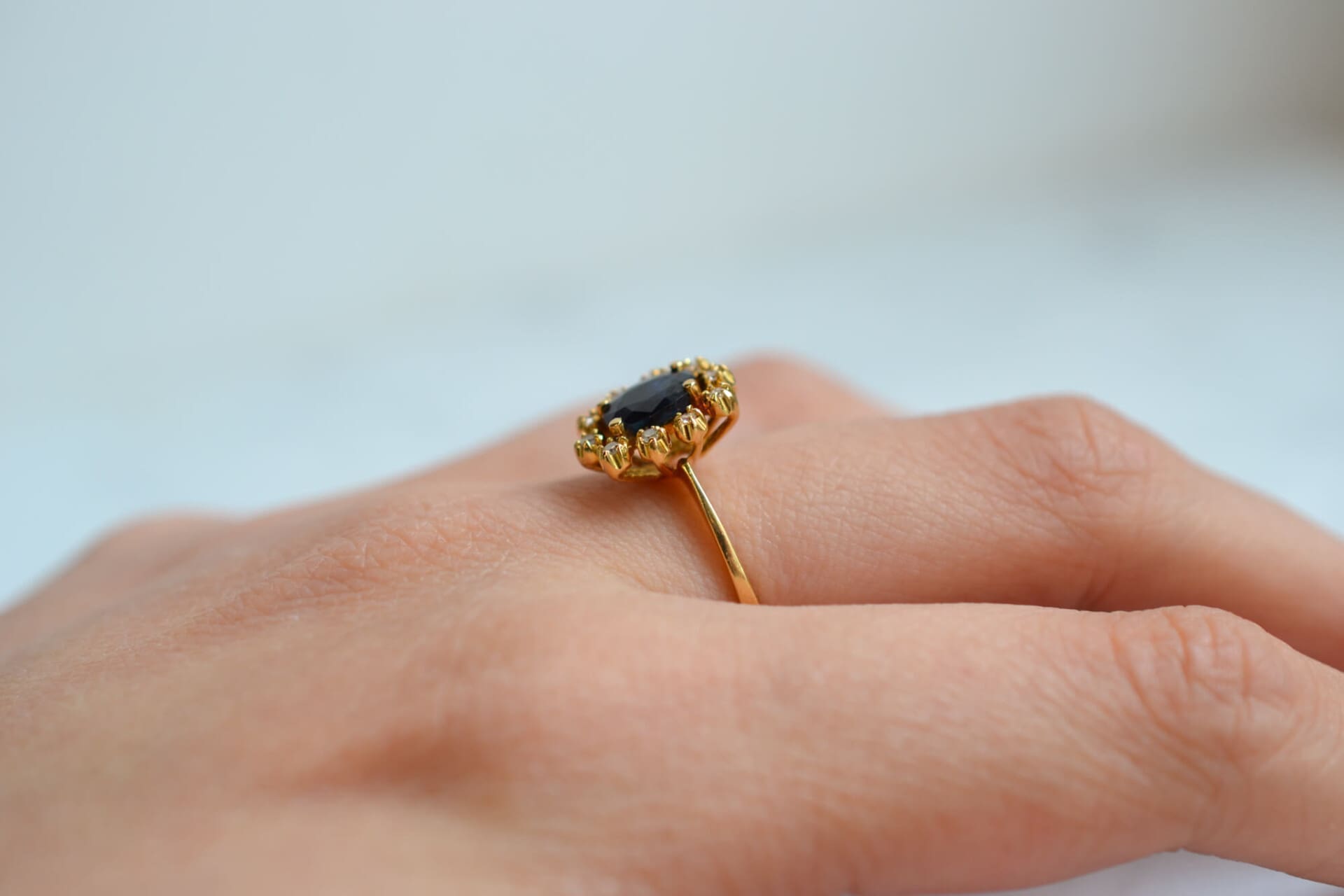 Bague Marguerite Saphir et Diamants