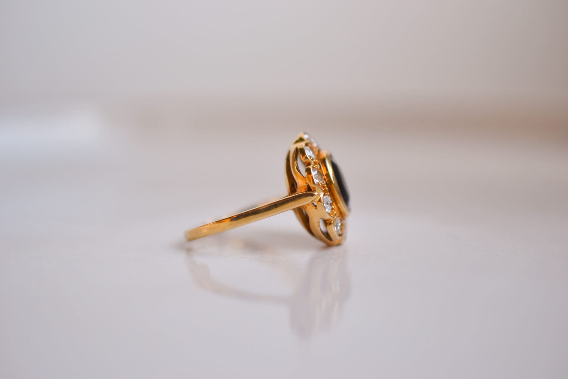 Bague Marguerite Or jaune Saphir et Diamants