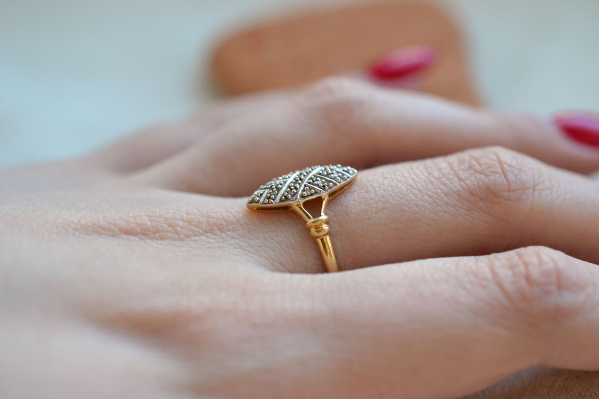 Bague Marquise 2 Ors Diamants