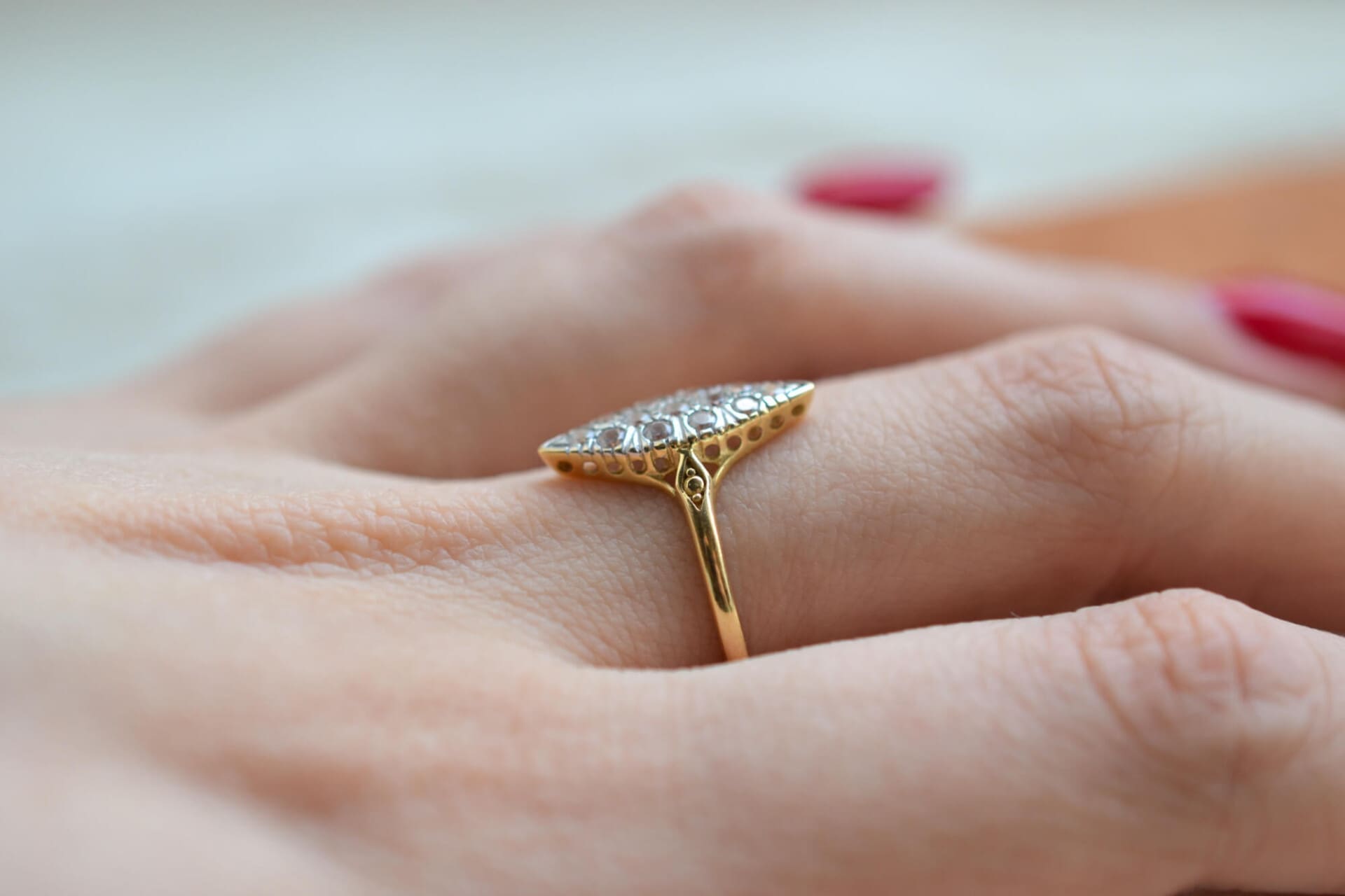 Bague Marquise 2 Ors Oxydes