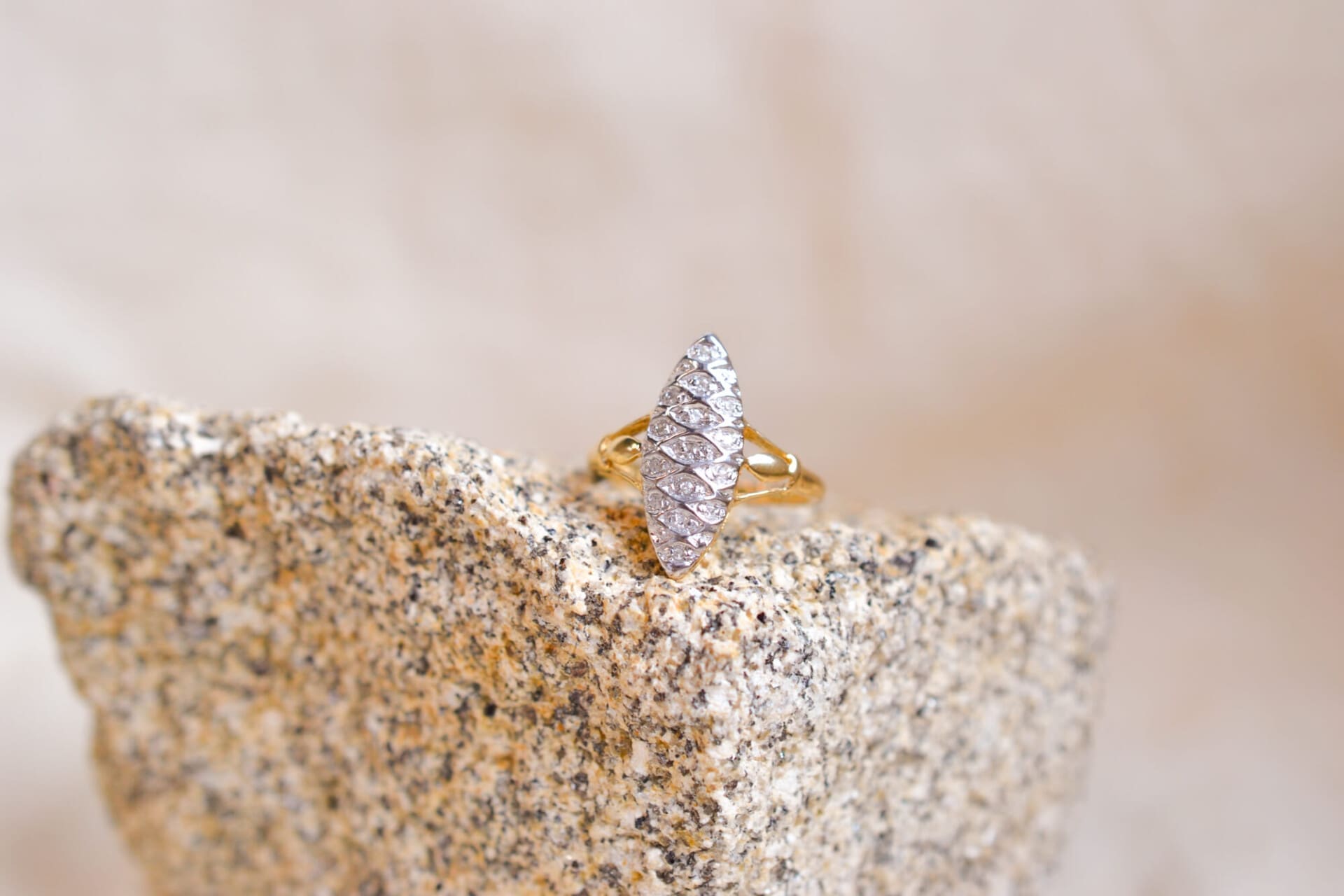 Bague Marquise 2 Ors Diamants