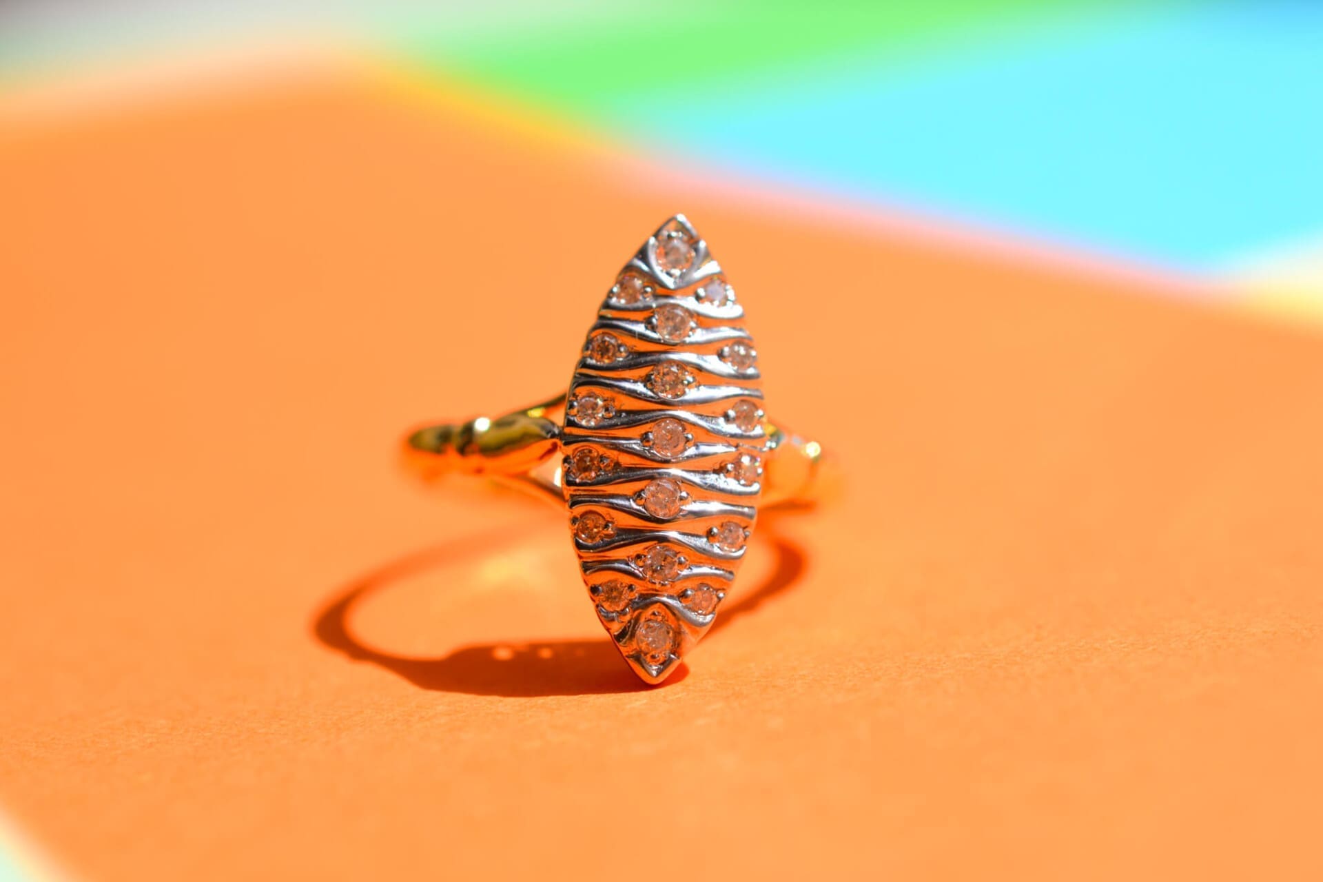 Bague Navette 2 Ors Diamants