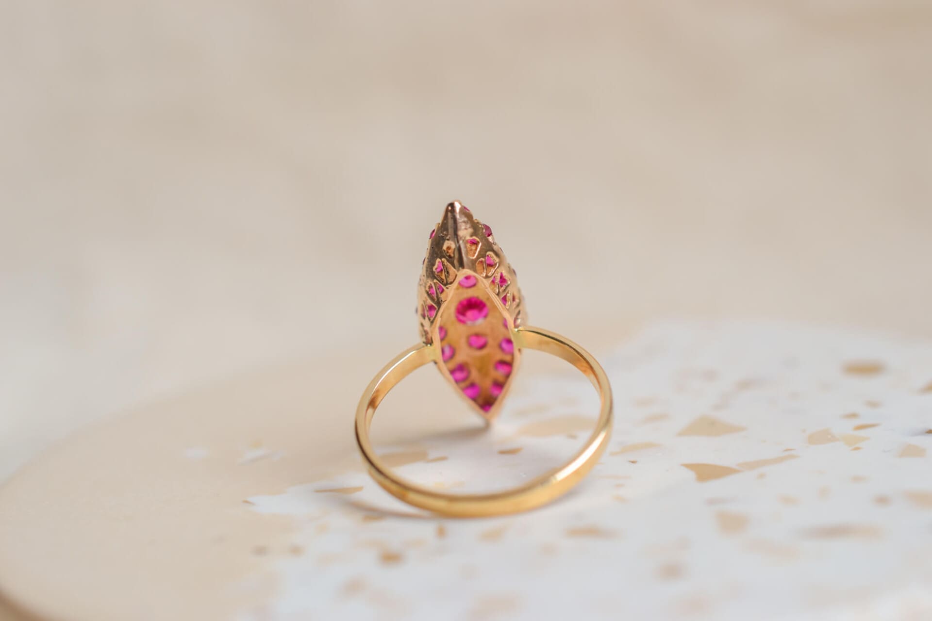 Bague Navette Rubis
