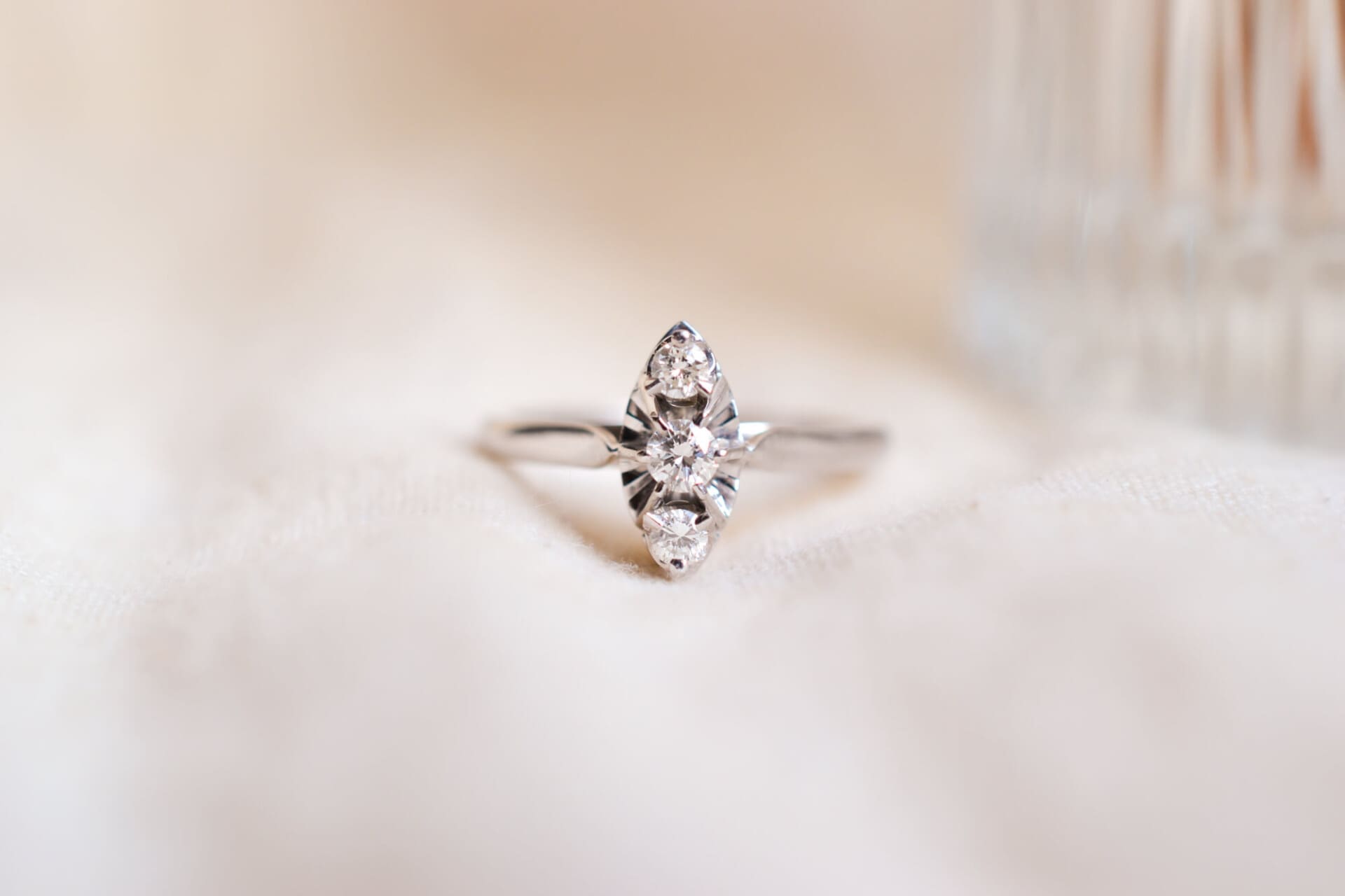 Bague Navette trilogie Diamants