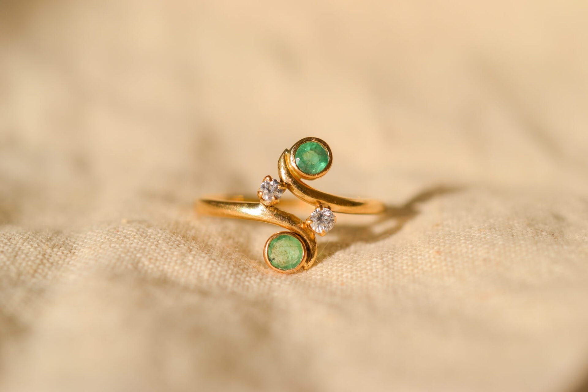 Bague Toi et Moi Emeraudes Oxydes