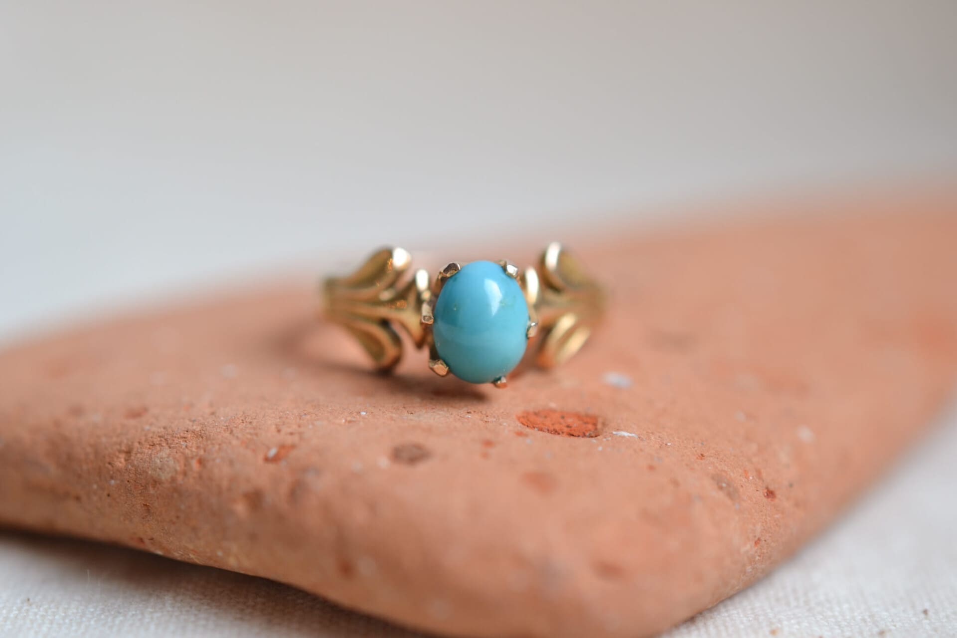 Bague Turquoise monture feuilles