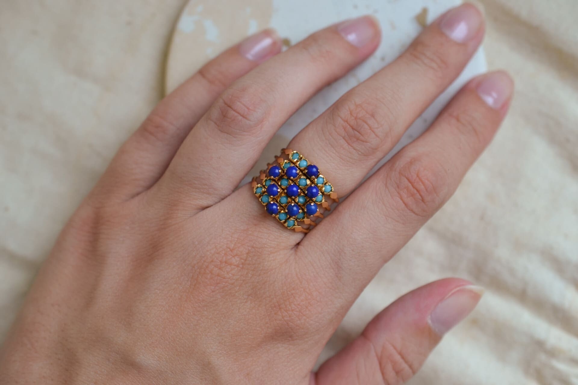 Bague Harem Turquoises et Lapis Lazulis