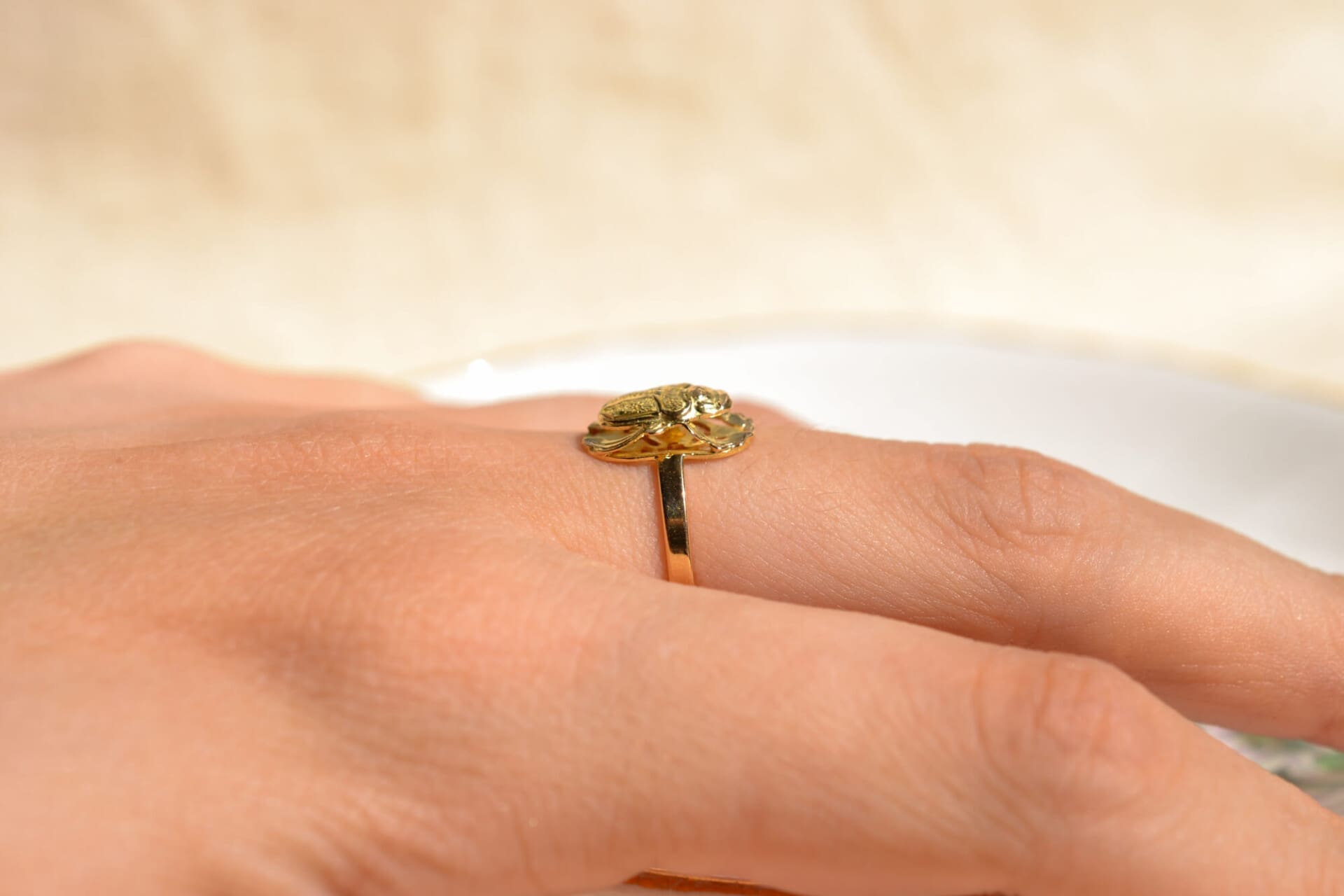 Bague Or jaune scarabée égyptien