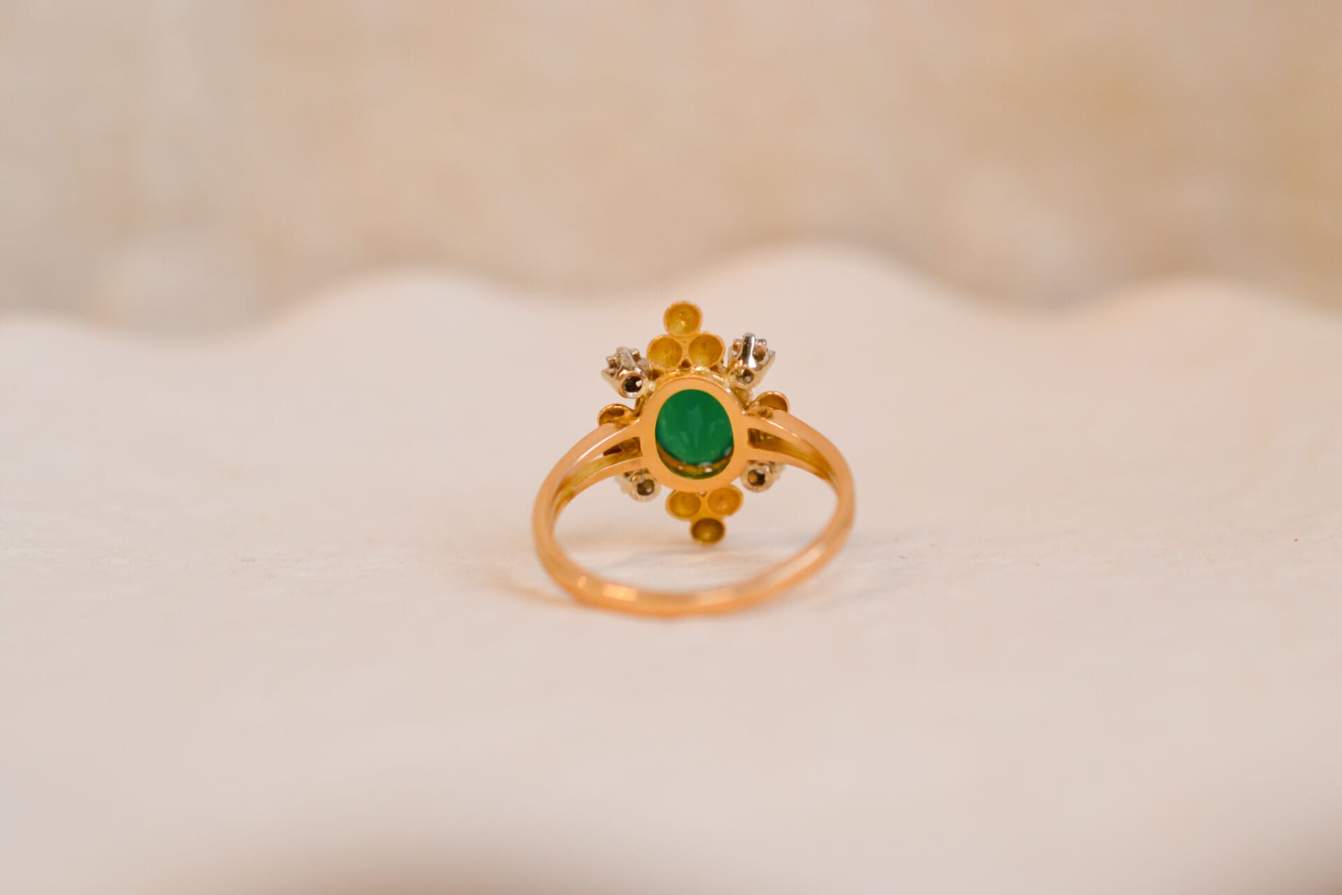 Bague diadème étoilé Calcédoine et Diamants