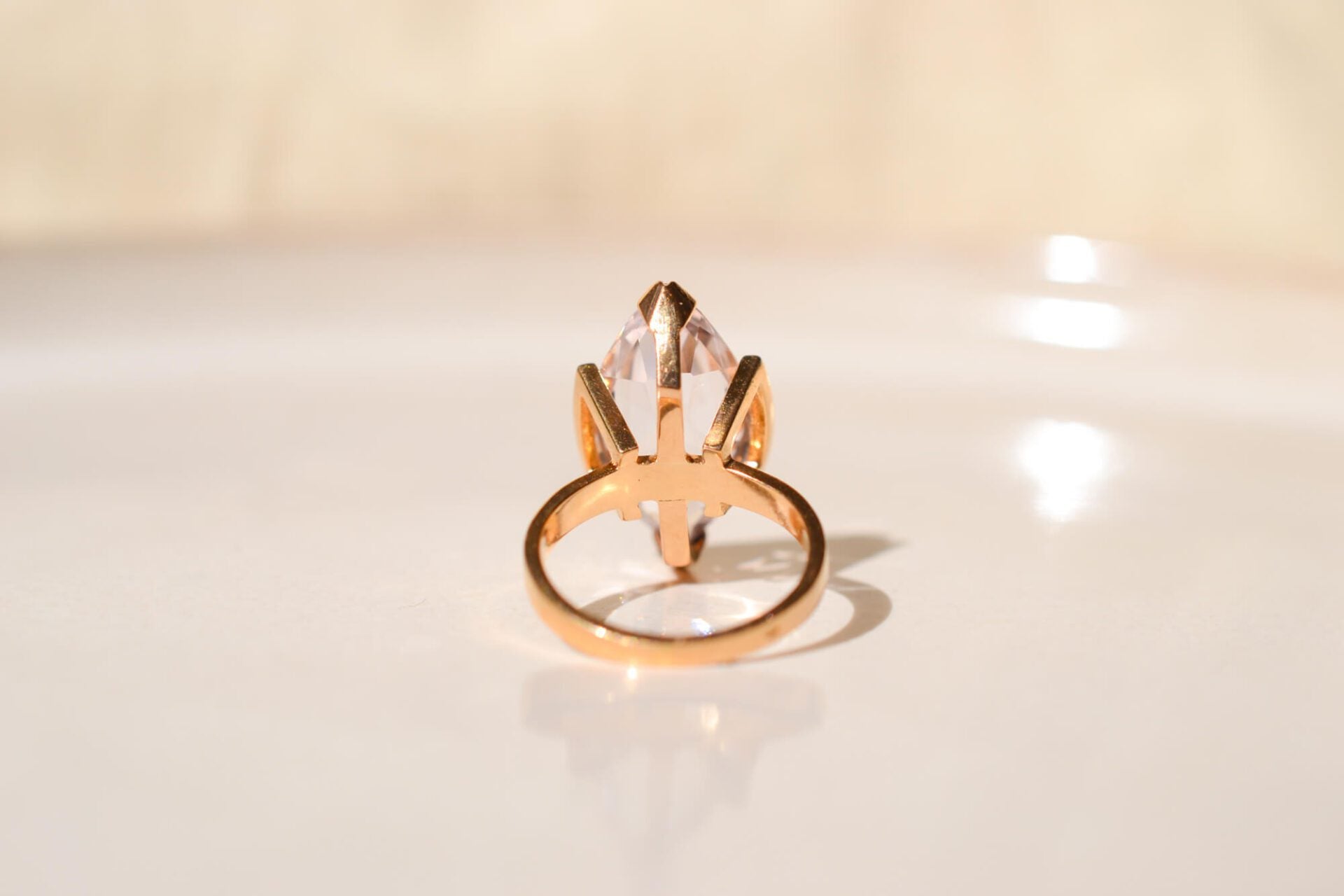 Bague Navette Spinelle synthétique rose