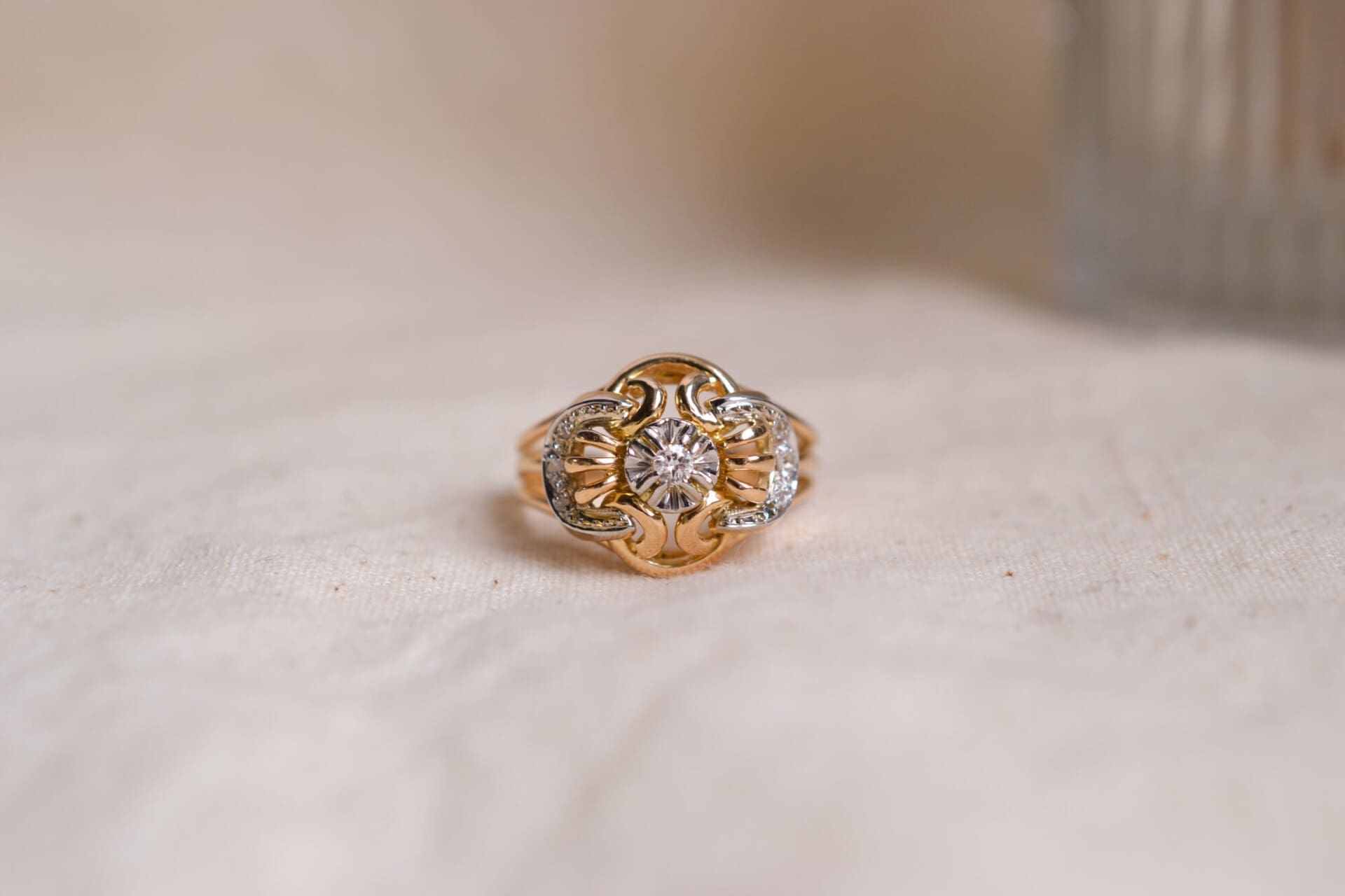 Bague ajourée 2 Ors Diamants