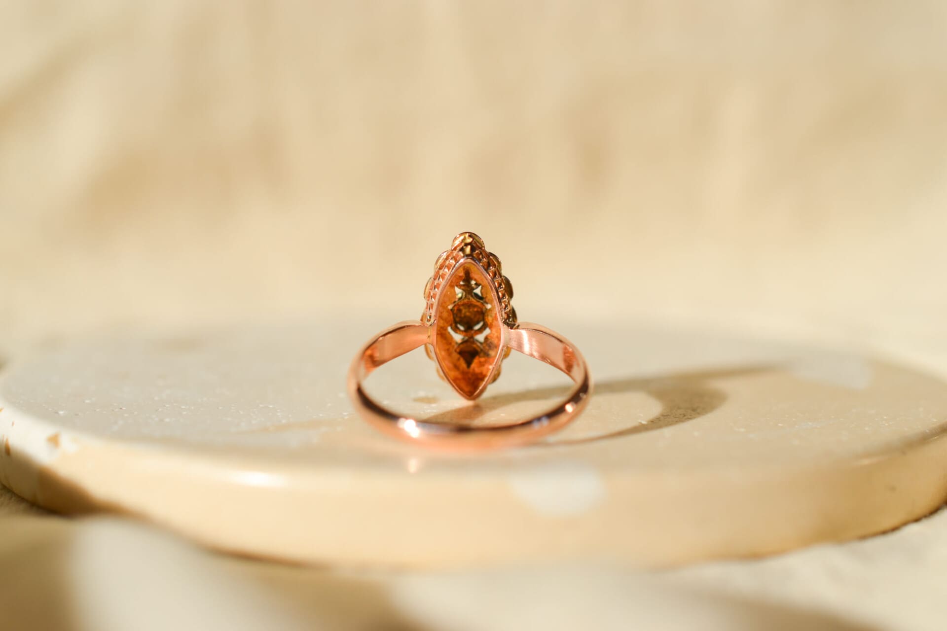 Bague Navette Art Nouveau trilogie