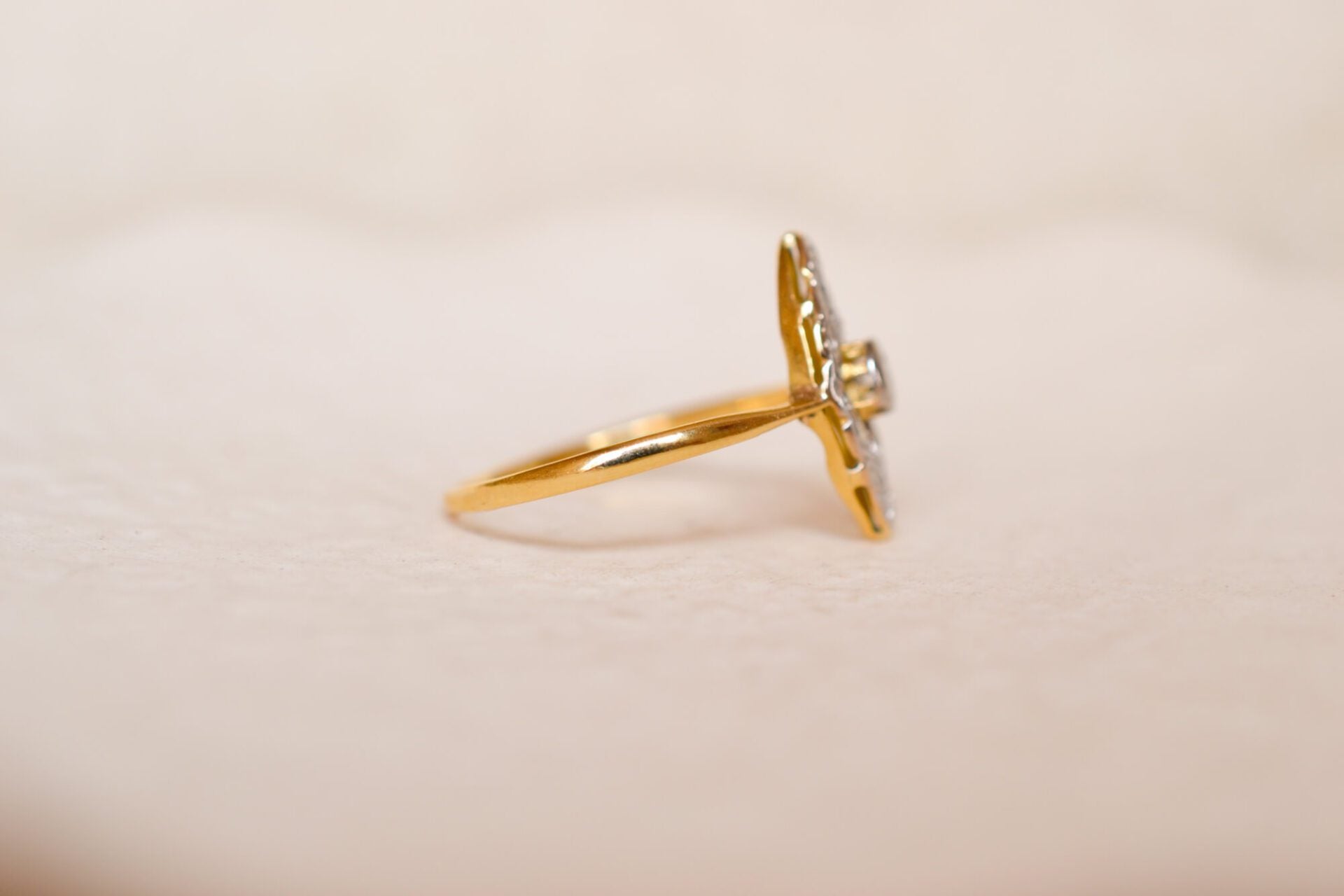 Bague Navette Art Déco Diamants