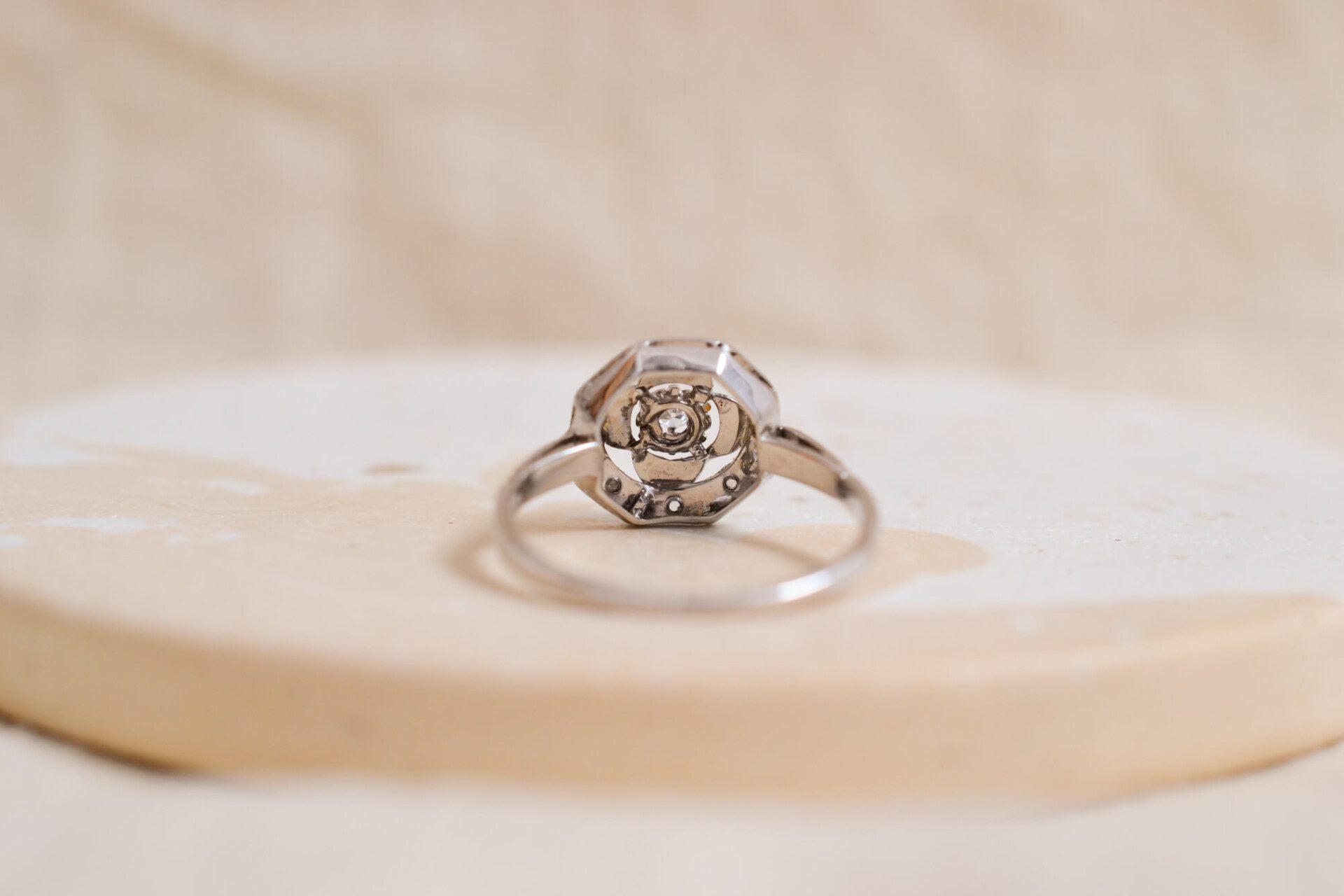 Bague Art Déco octogonale Diamants