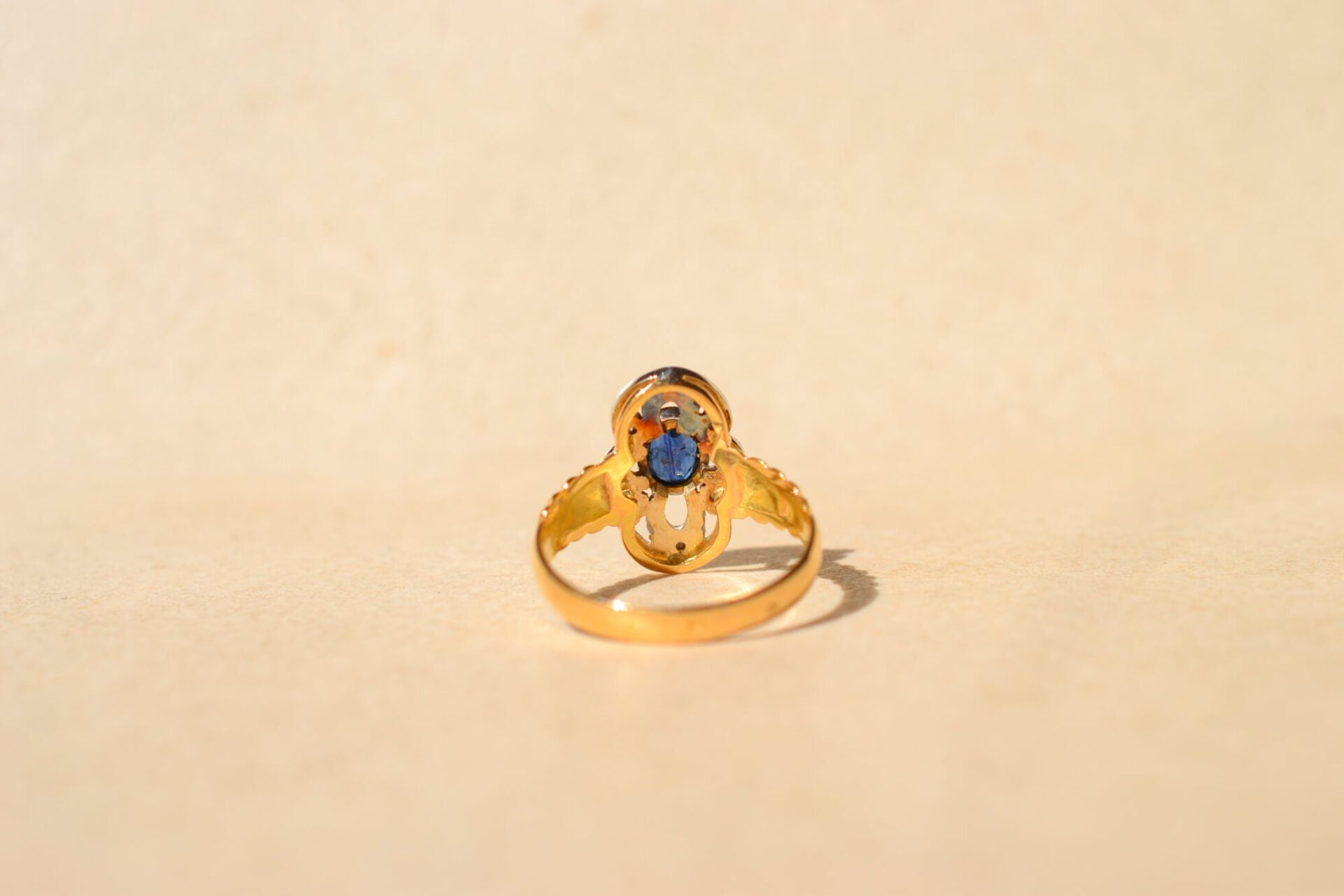 Bague Marquise Saphir Verneuil et Diamants