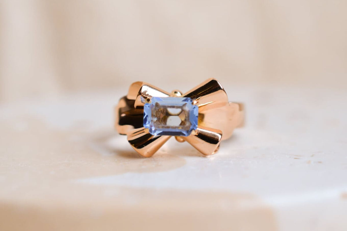Bague Noeud Pierre Bleue Ciel