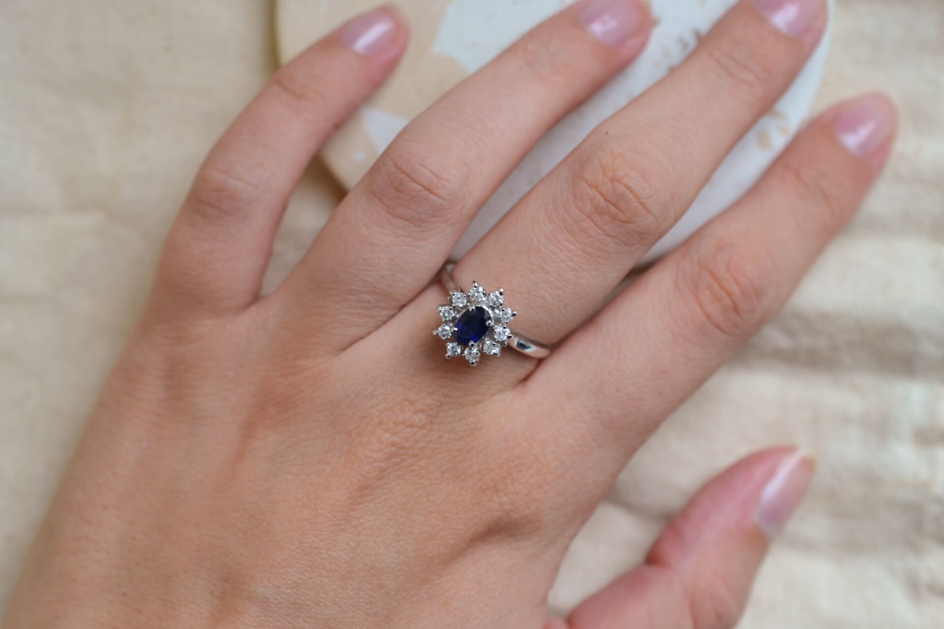 Bague Marguerite Saphir et Diamants