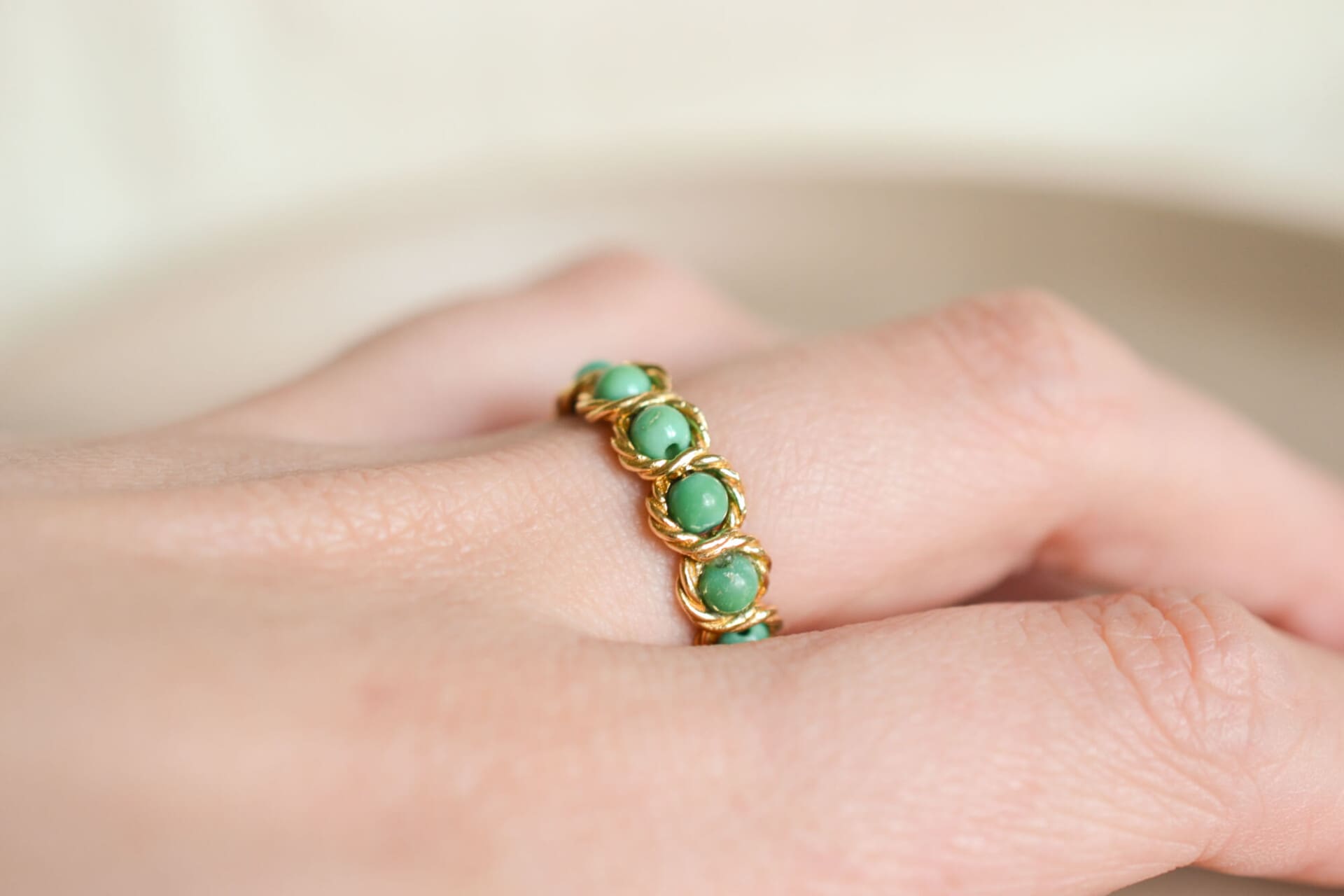 Bague Turquoises monture torsadée