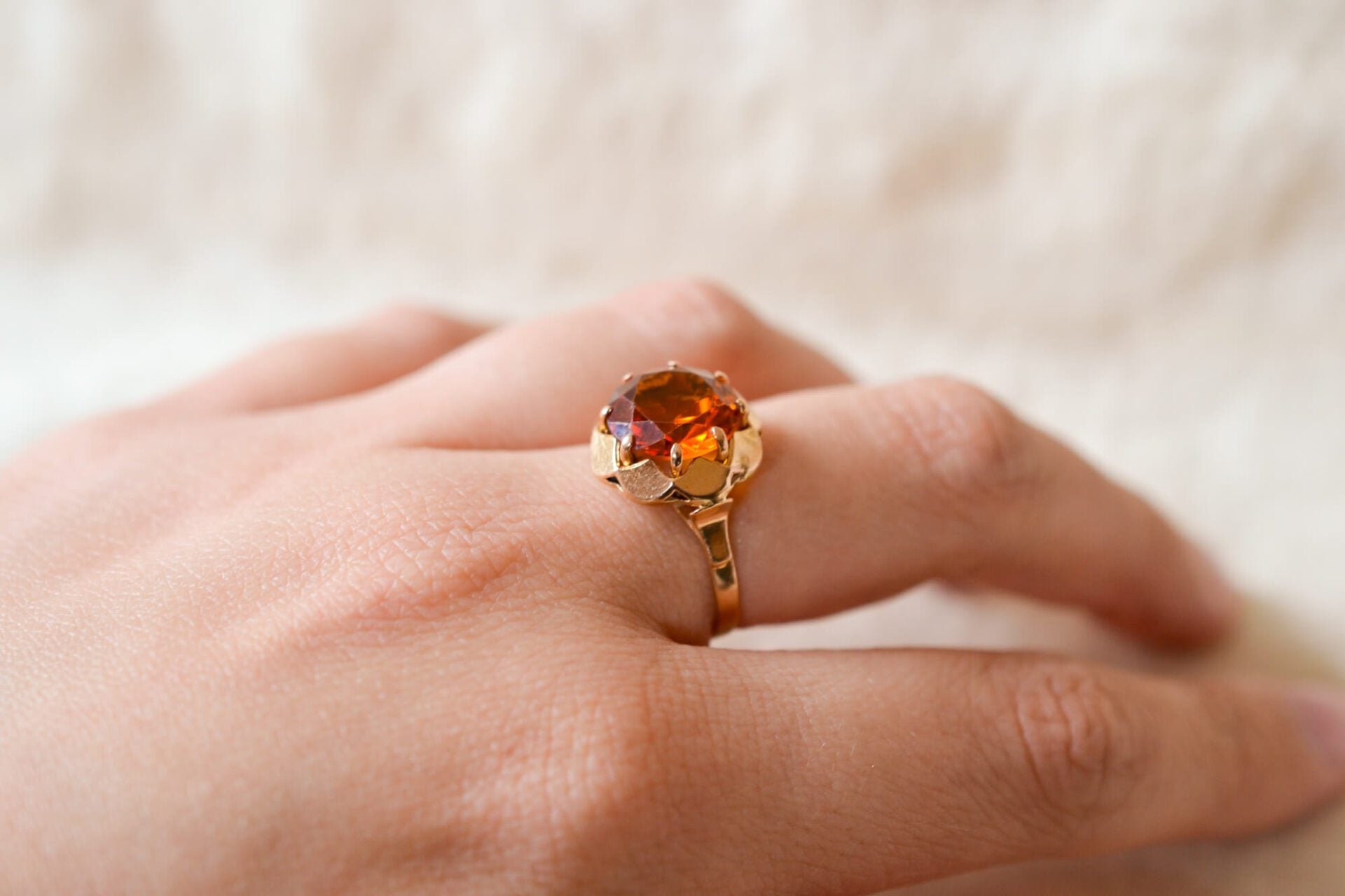 Bague Saphir orange Verneuil