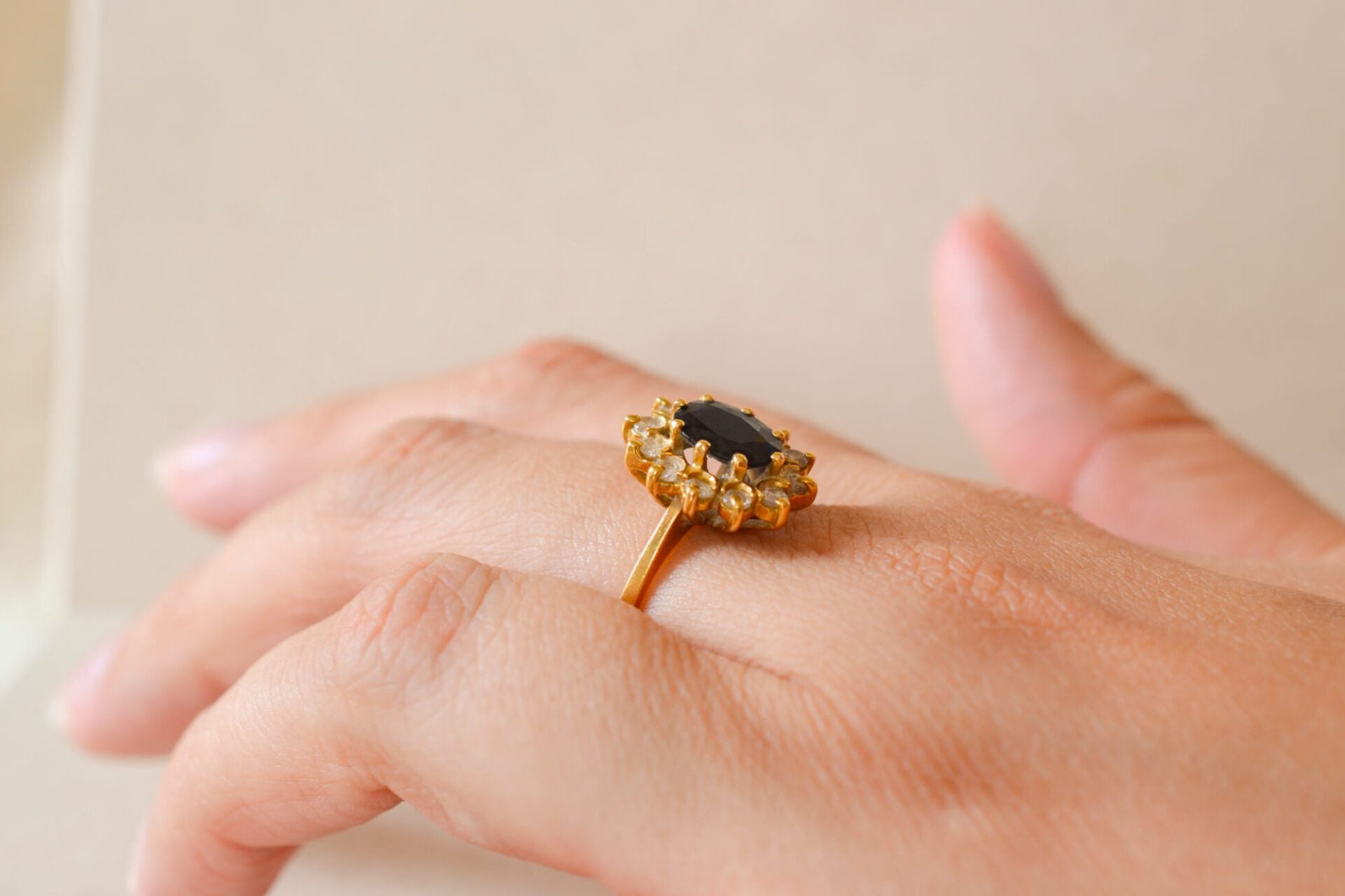 Bague Marguerite Saphir et Diamants