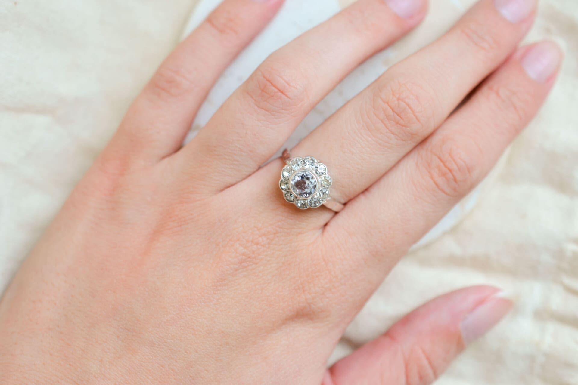 Bague Marguerite Argent Oxydes