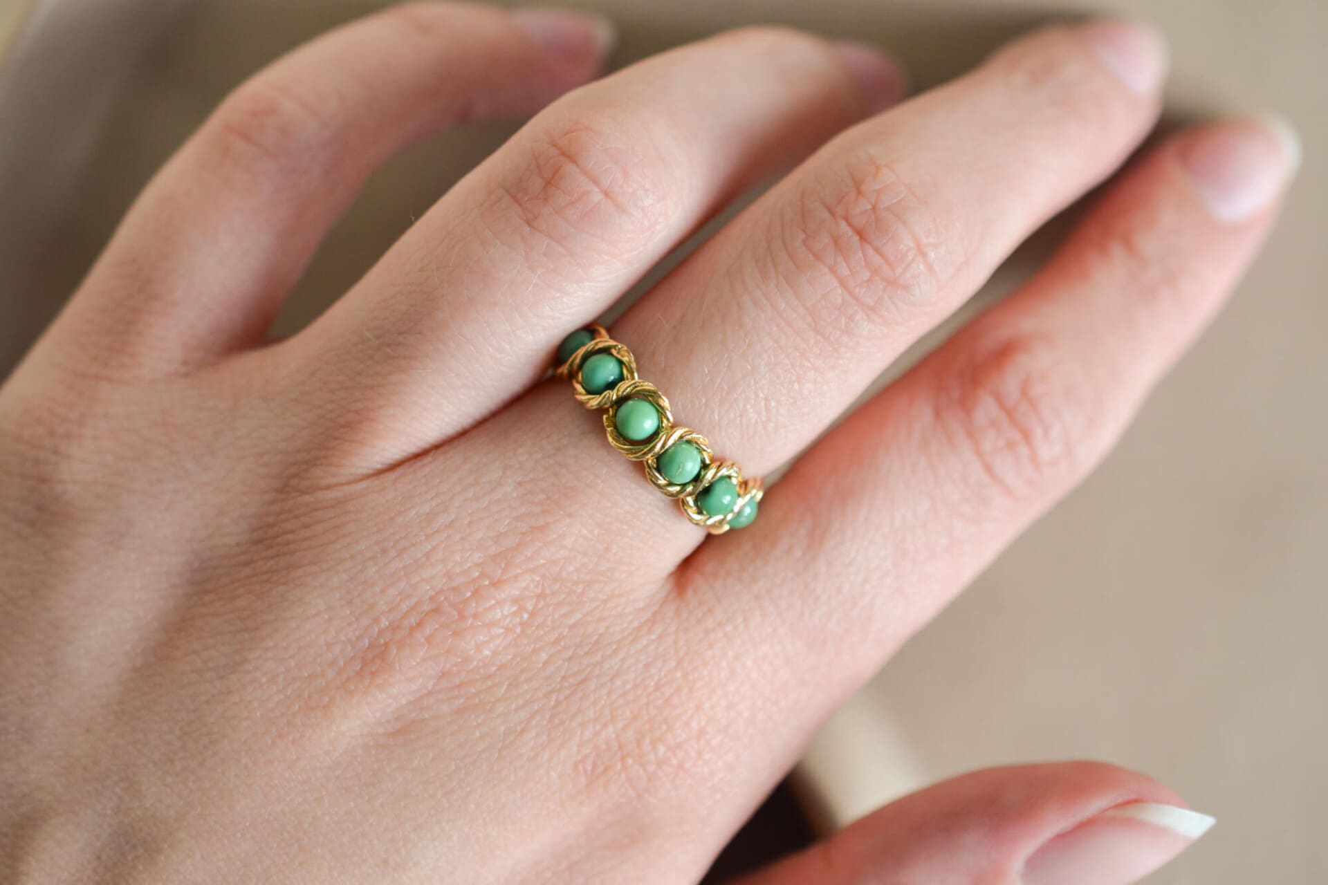 Bague Turquoises monture torsadée
