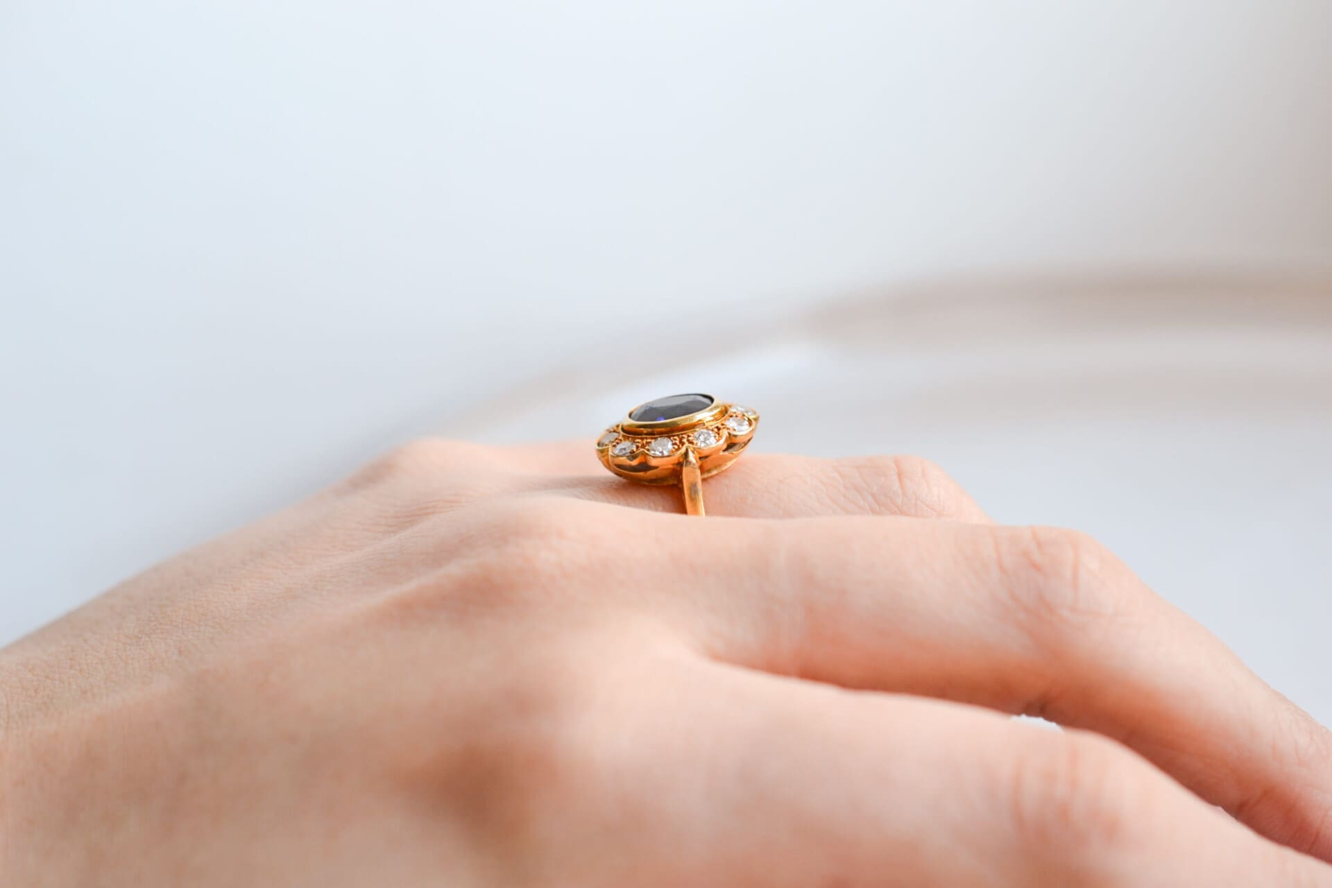 Bague Marguerite Or jaune Saphir et Diamants