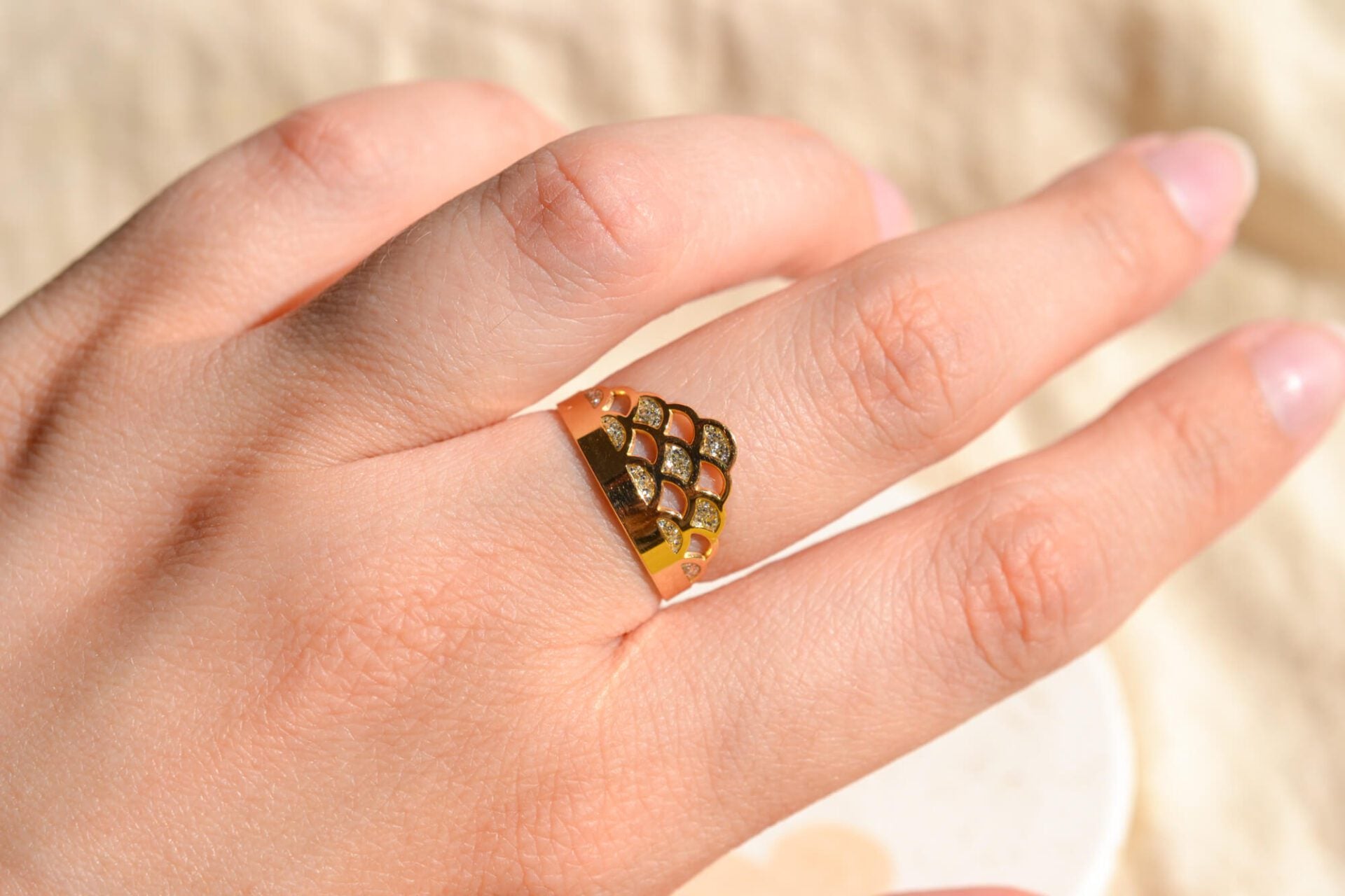 Bague diadème ajourée