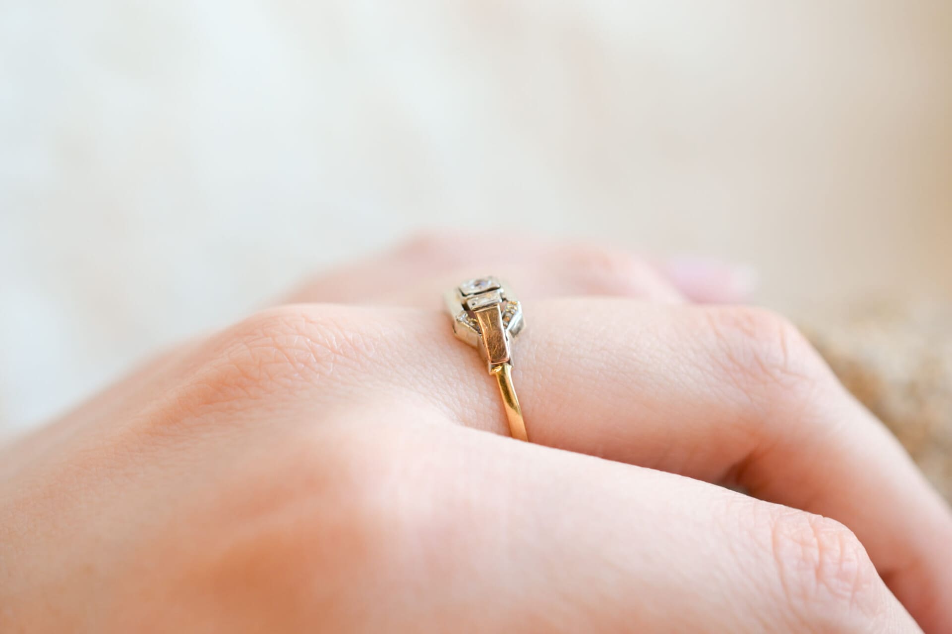 Bague Art Déco 3 Ors Oxyde