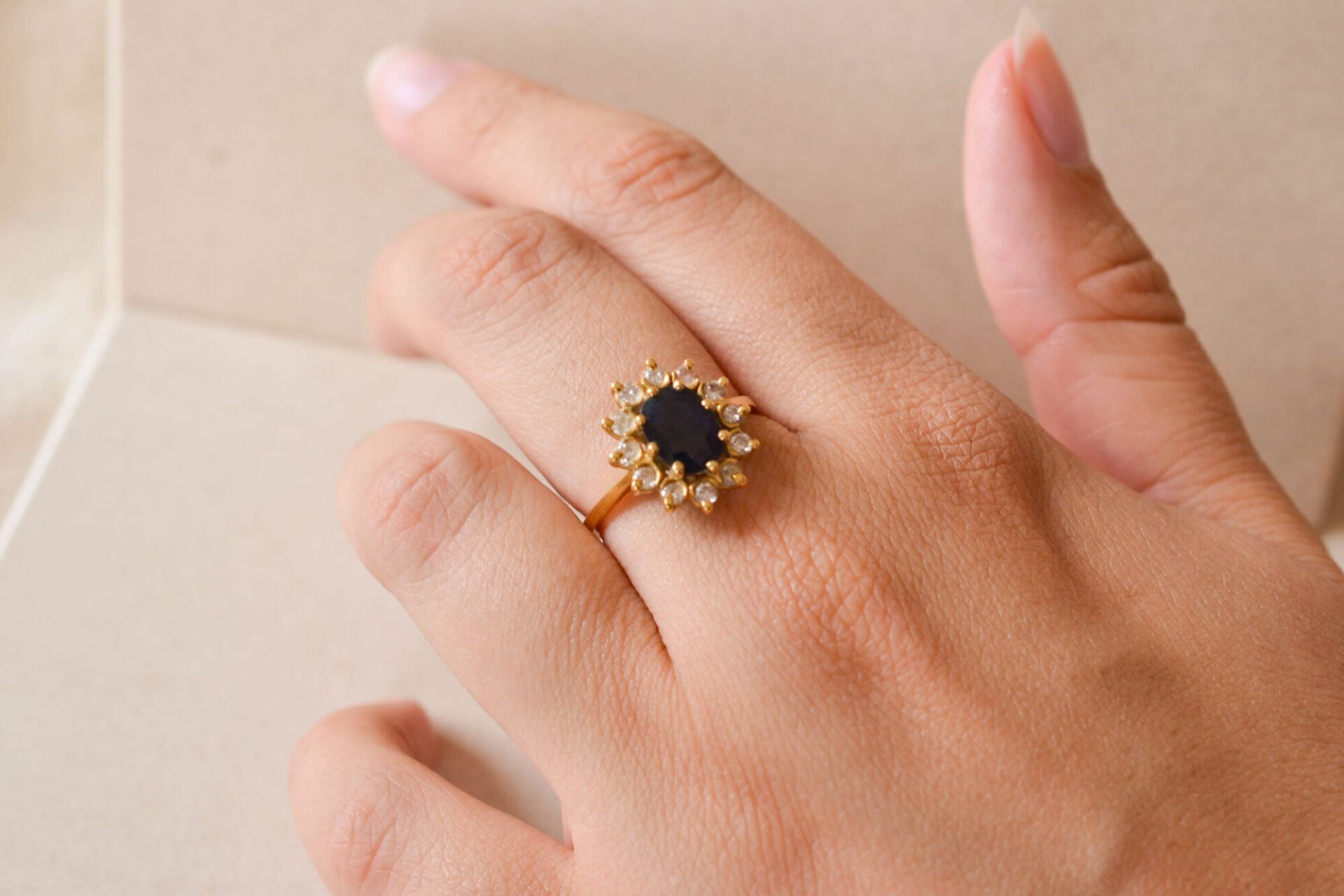 Bague Marguerite Saphir et Diamants