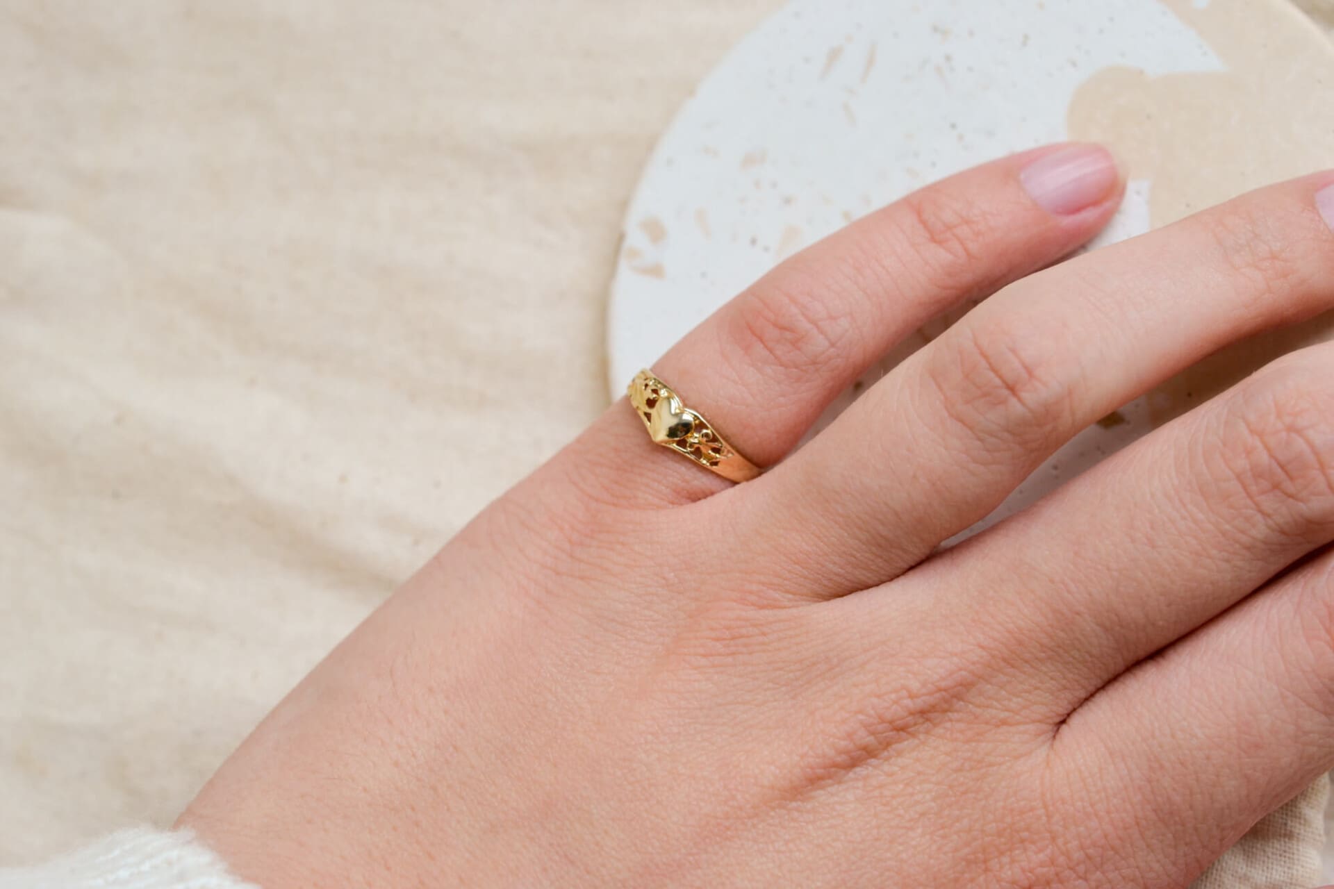 Bague chevalière coeur