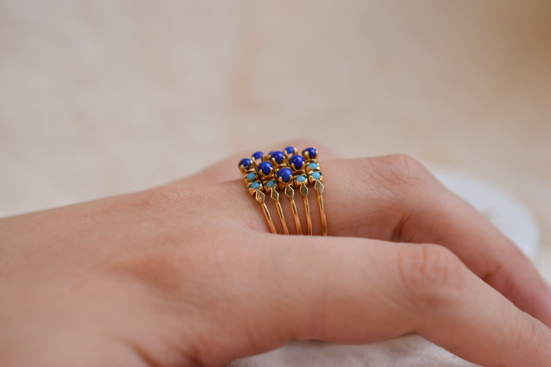 Bague Harem Turquoises et Lapis Lazulis