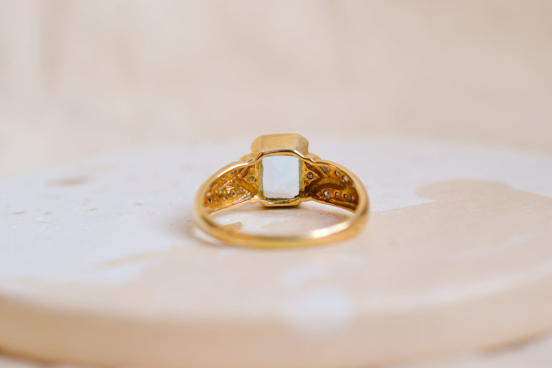 Bague Topaze rectangulaire et Diamants