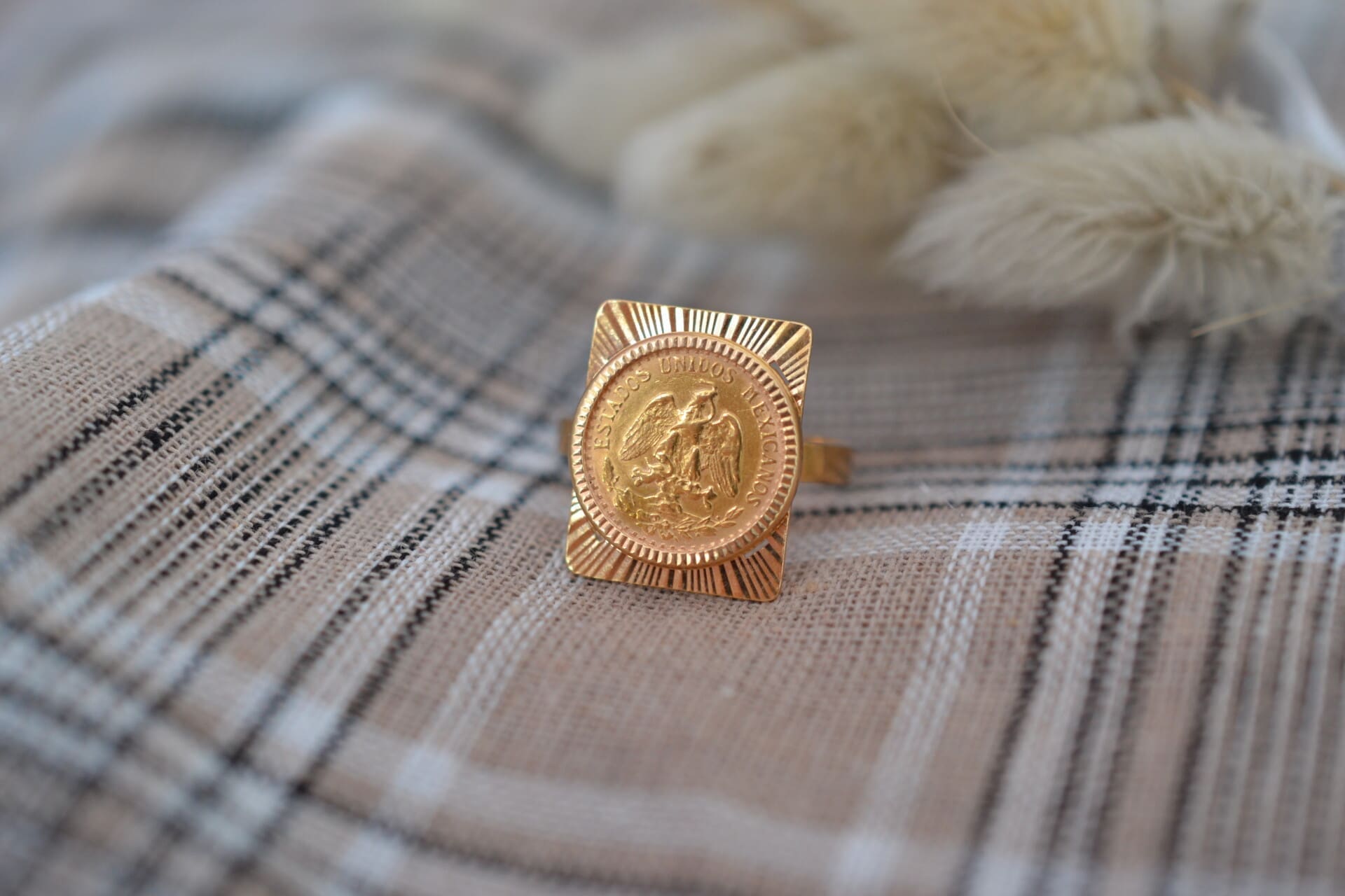 Bague pièce Dos Pesos Mexicain