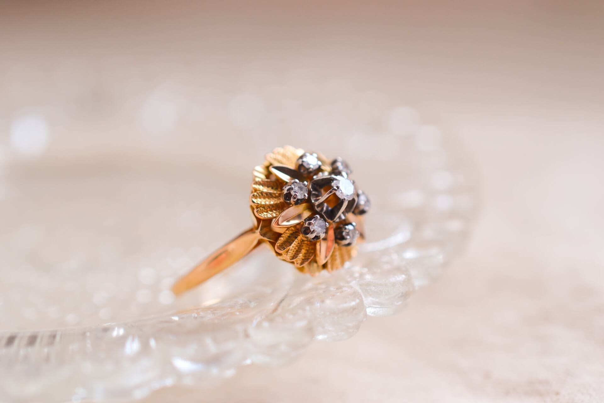 Bague fleur Diamants style Art Déco