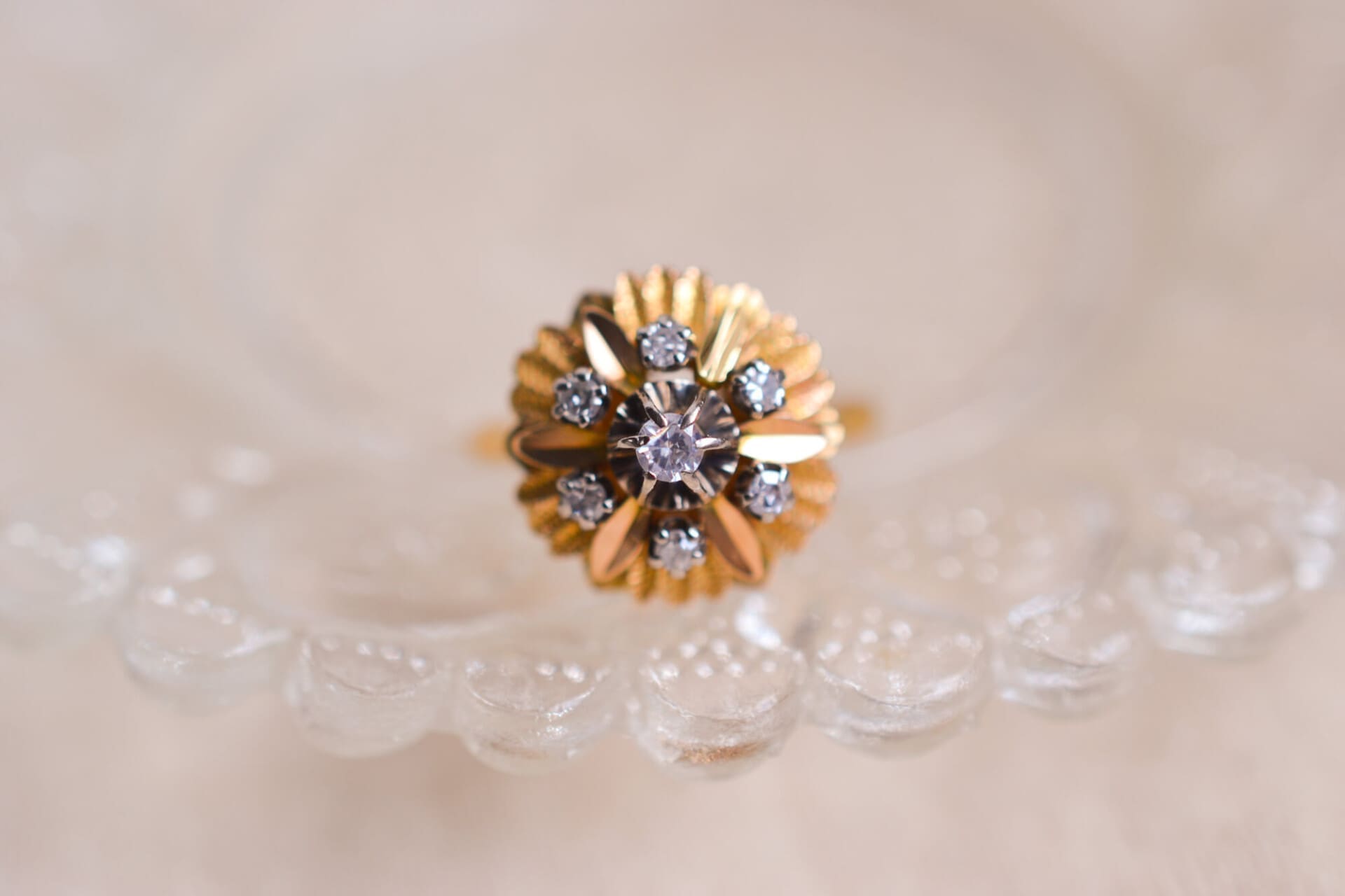 Bague fleur Diamants style Art Déco