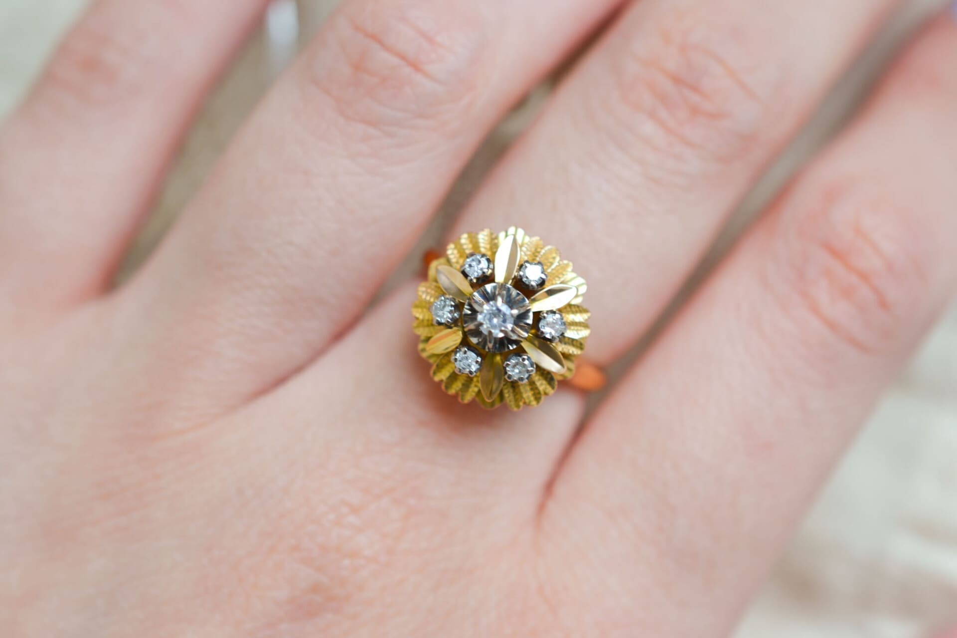 Bague fleur Diamants style Art Déco