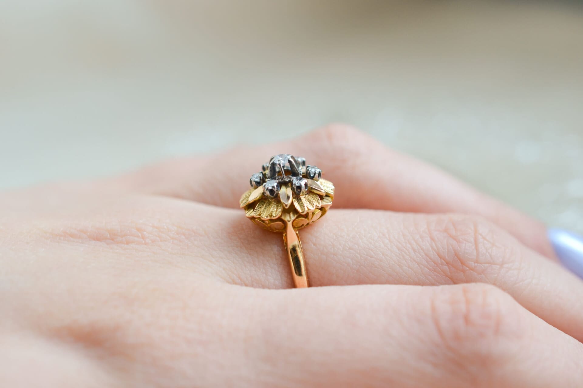 Bague fleur Diamants style Art Déco