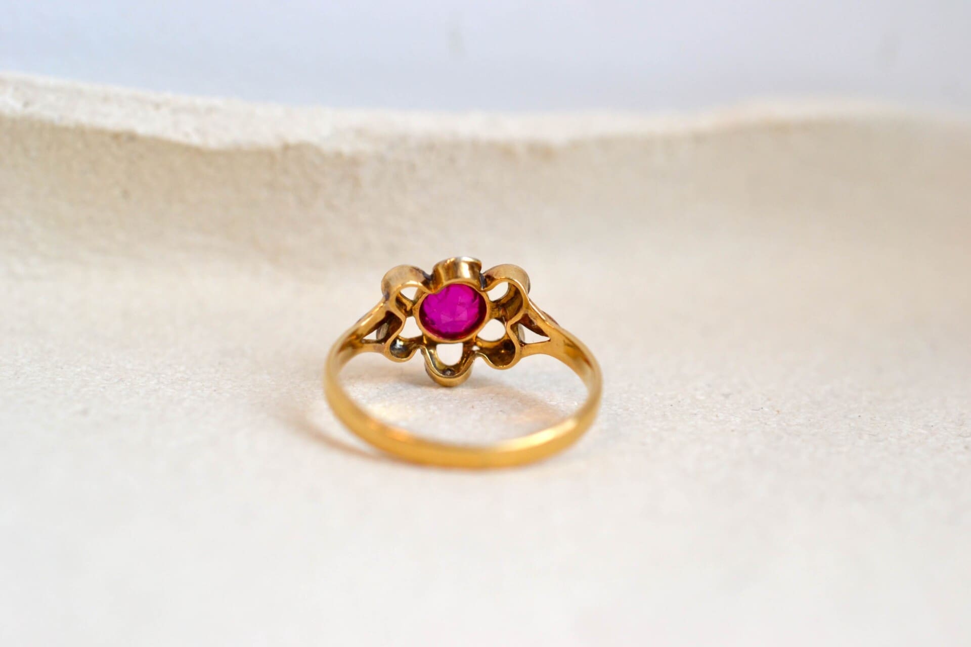 Bague Fleur 2 Ors Rubis et Diamants